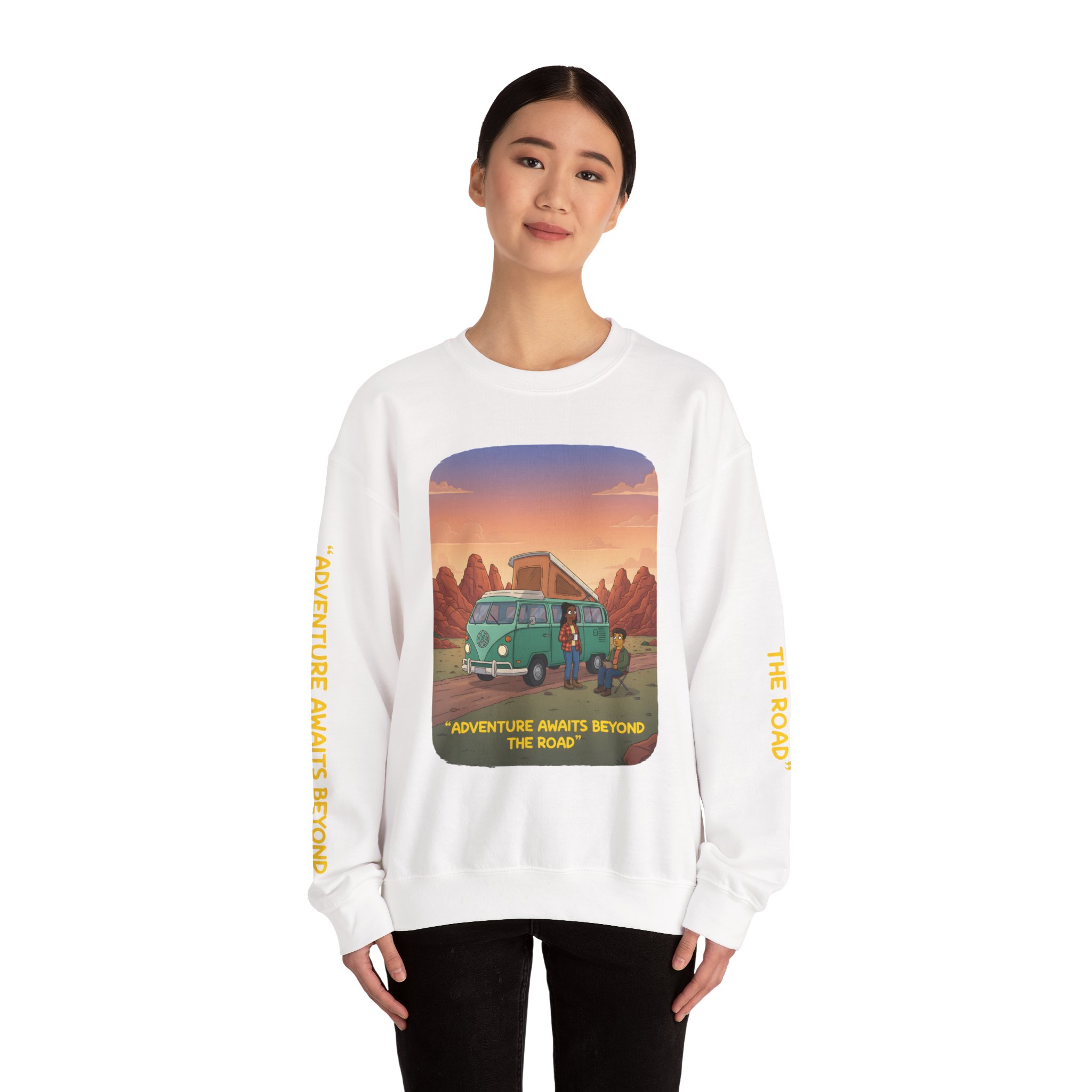 14759585368532167727_2048.jpeg Unisex Heavy Blend™ Crewneck Sweatshirt — "Adventure Awaits Beyond The Road" Design Sitcom-Line
