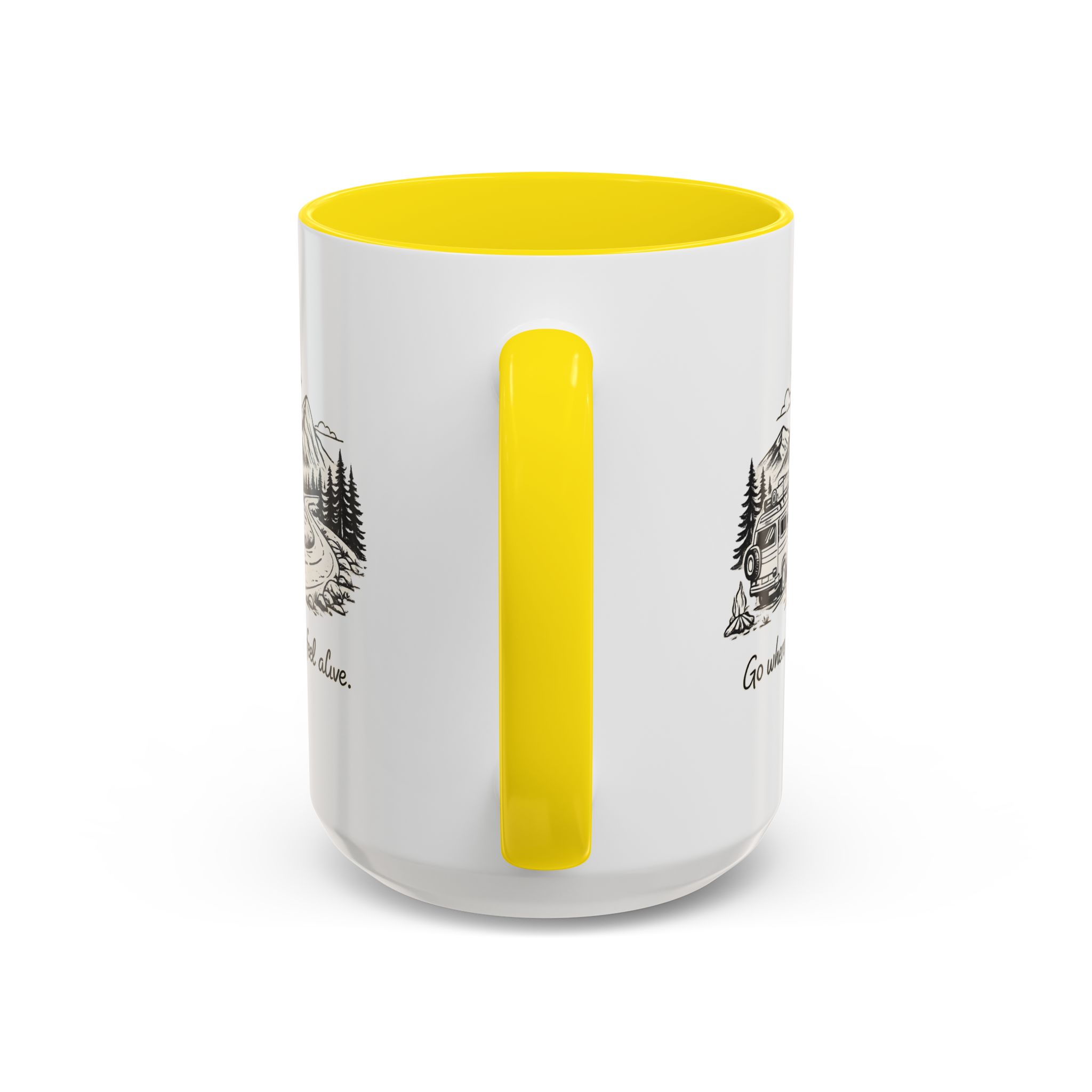 Accent Coffee Mug (11, 15oz) — "Go Where You Feel Alive" Design Minimal-Line