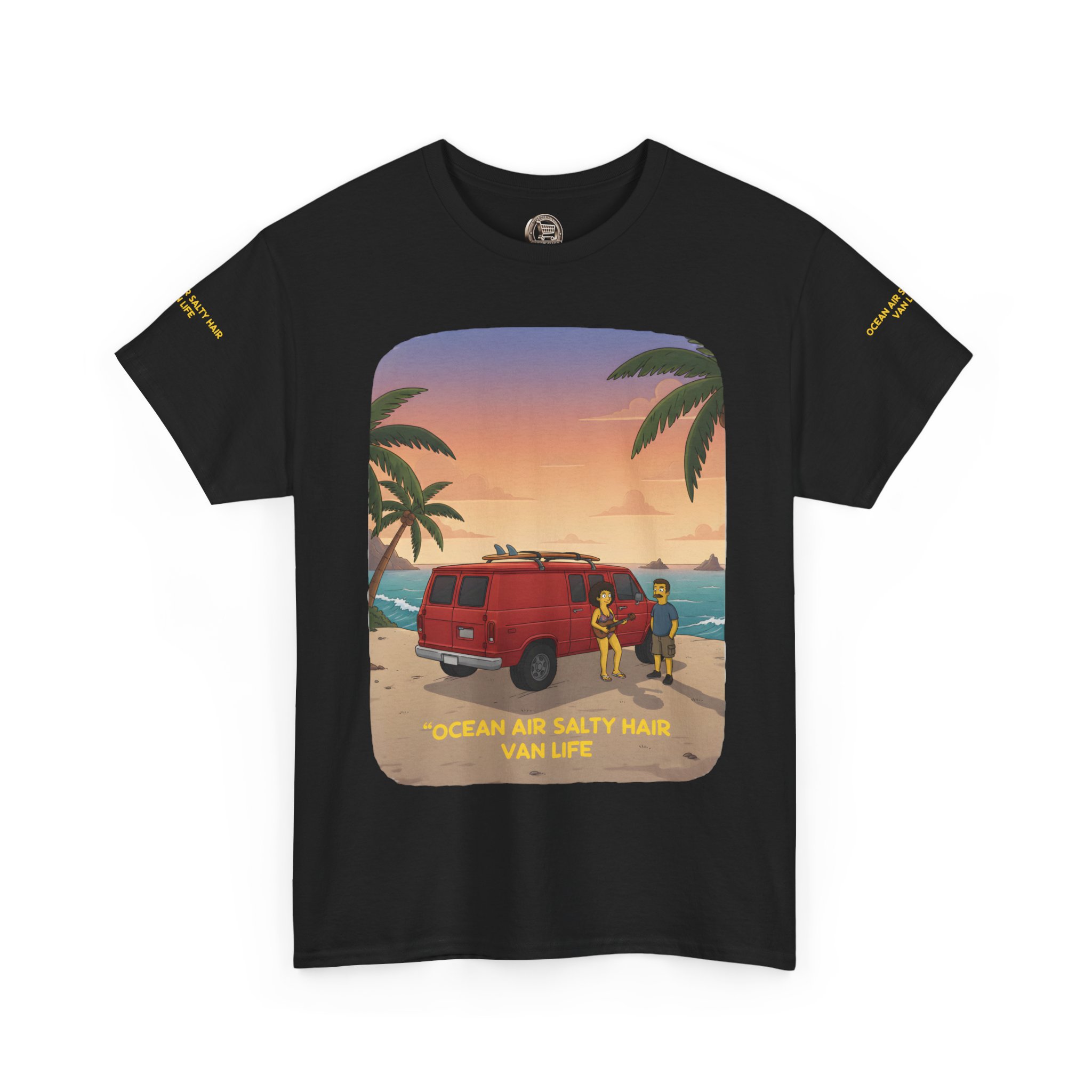 Unisex Heavy Cotton Tee — "Ocean Air Salty Hair Van Life" Design Sitcom-Line