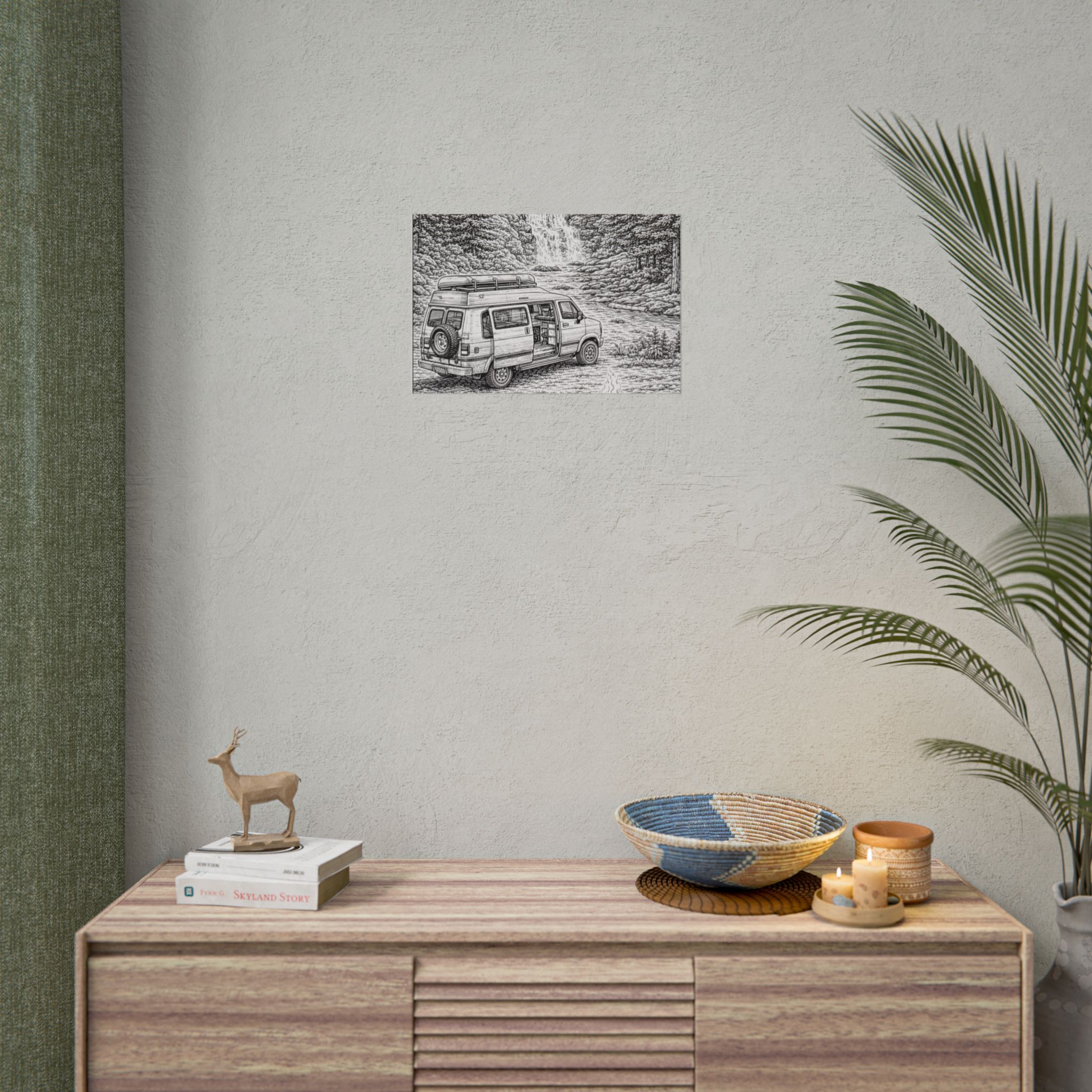 Campervan Poster — Vintage RV Camping Landscape Wall Art