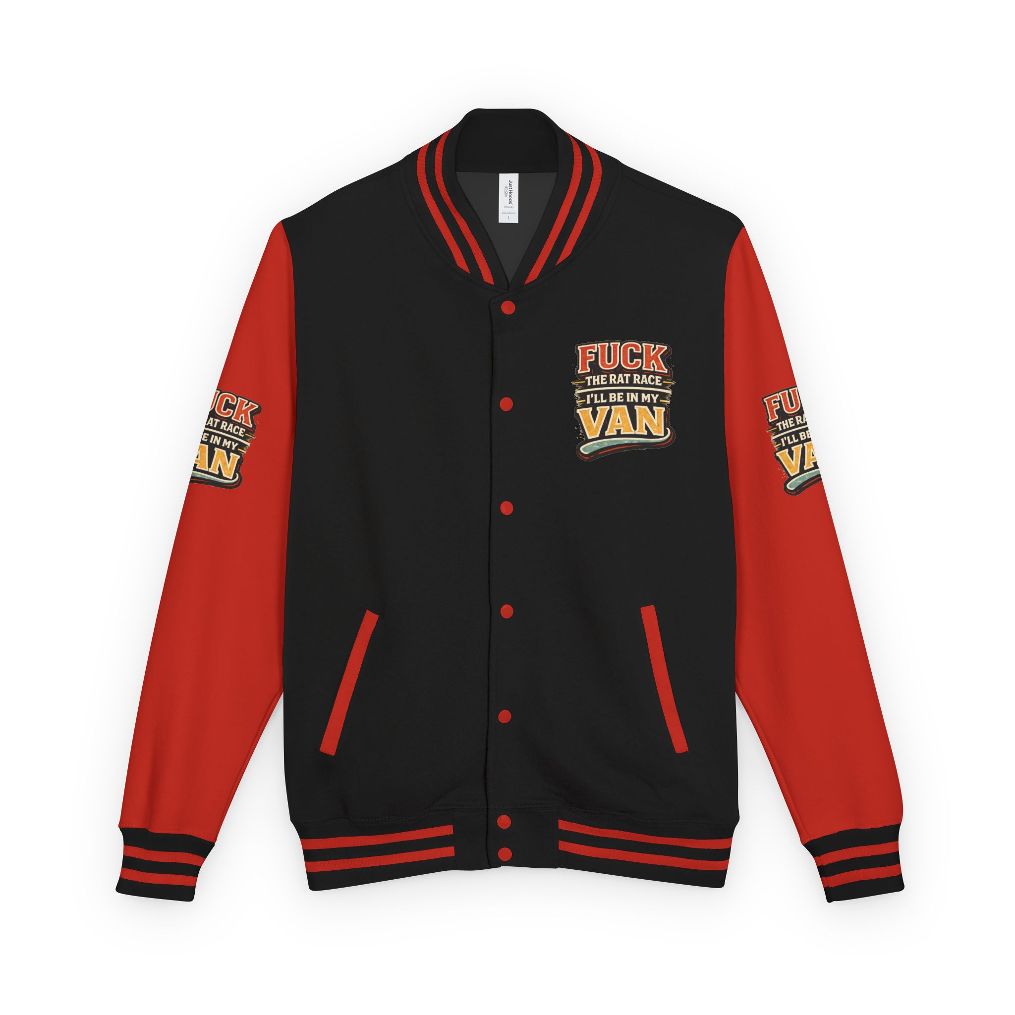 Unisex Heavyweight Letterman Jacket — "Fuck The Rat Race" Design F**K-Line