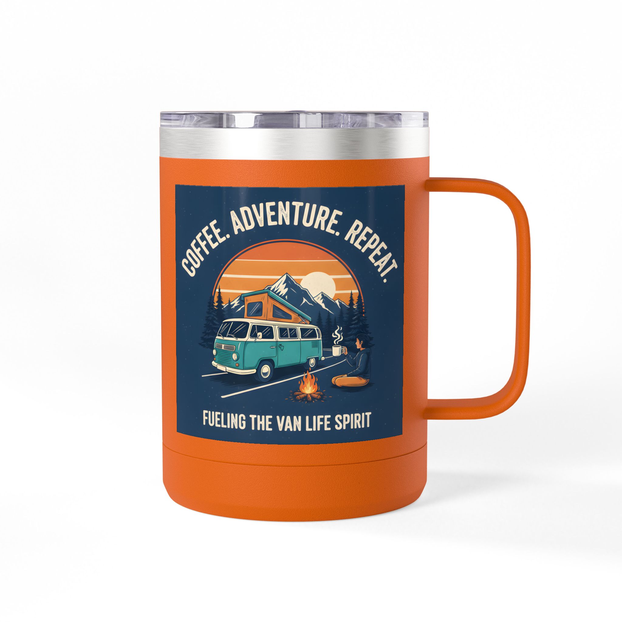 Coffee Mug Tumbler, 15oz — “Coffee. Adventure. Repeat.”