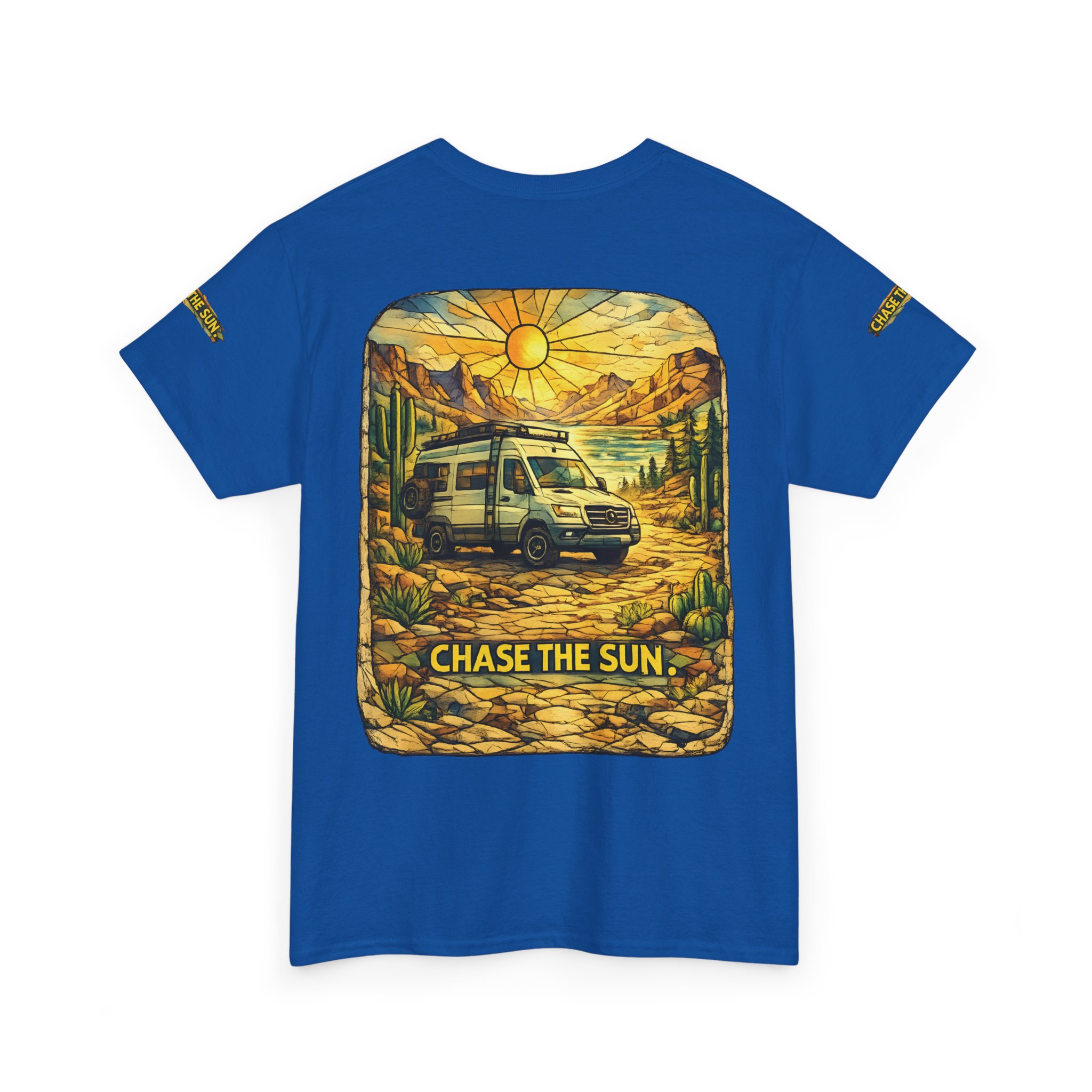 Unisex Heavy Cotton Tee — "Chase The Sun" Design Cubic-Line