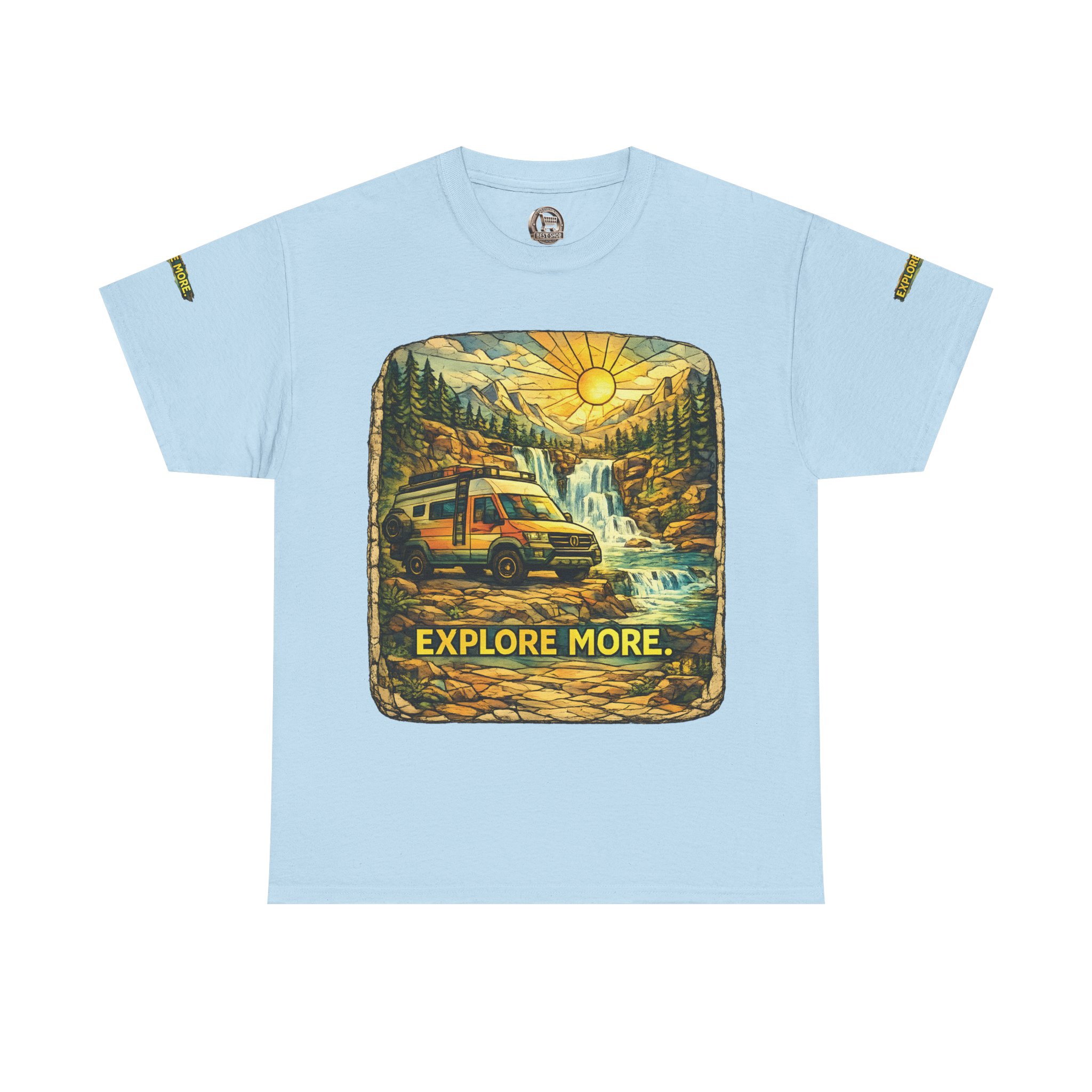 Unisex Heavy Cotton Tee — "Explore More" Design Cubic-Line