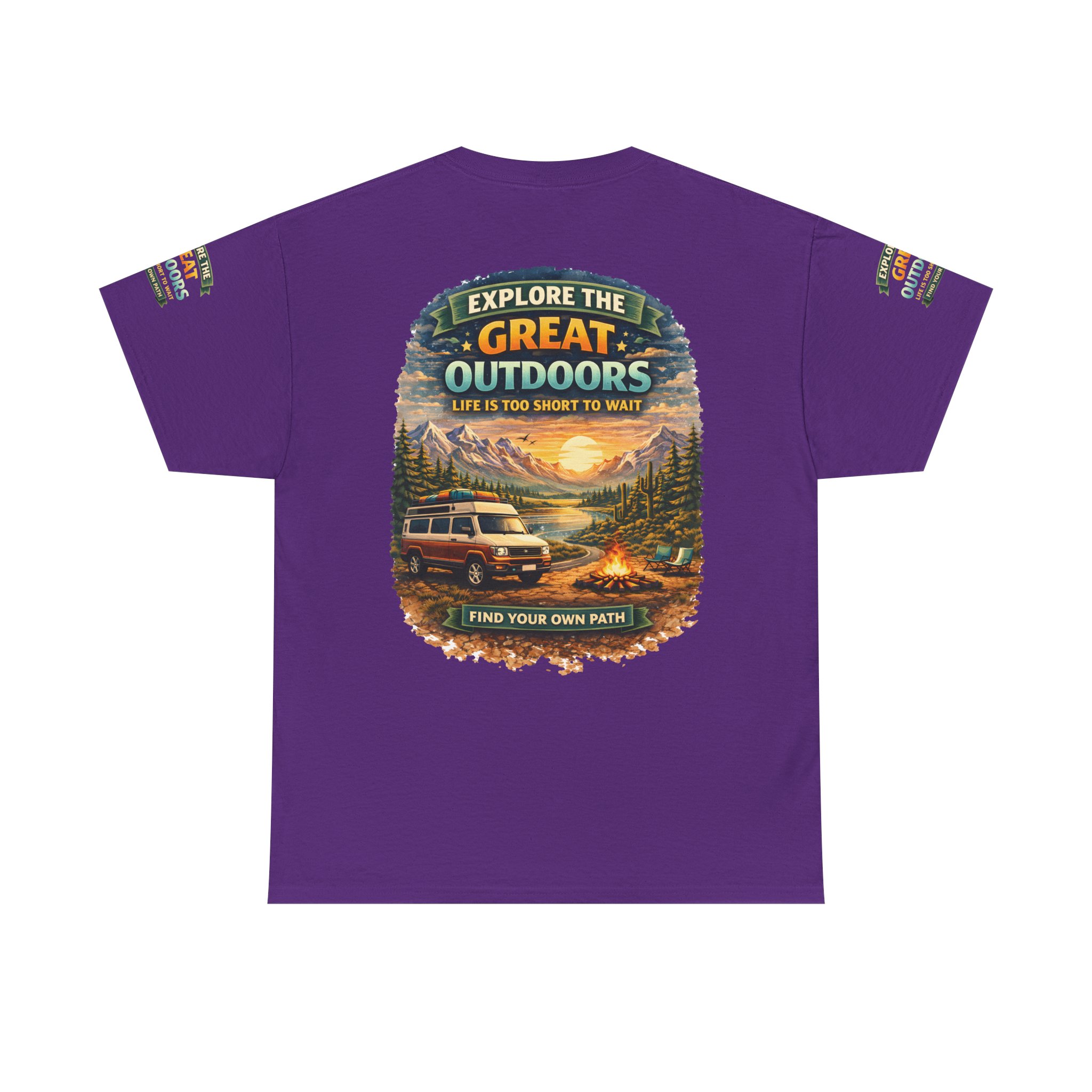 Unisex Heavy Cotton Tee — "Explore The Great Outdoors" Design Scenic-Line