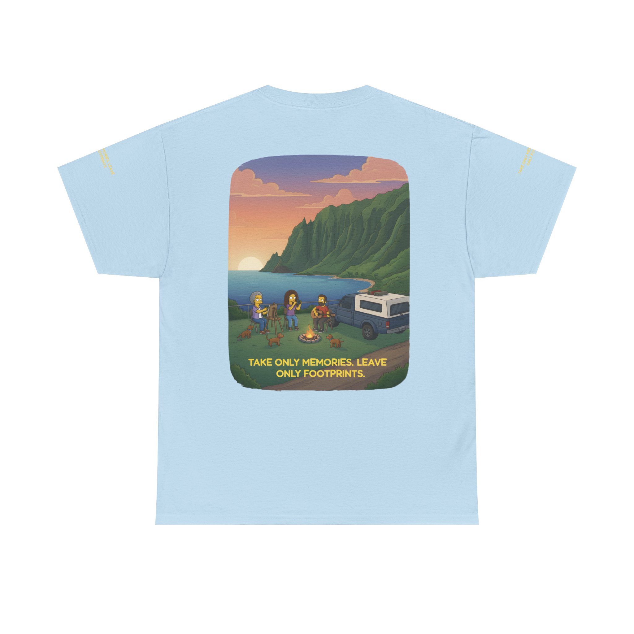 Unisex Heavy Cotton Tee — "Take Only Memories-Leave Only Footprints" Design Sitcom-Line