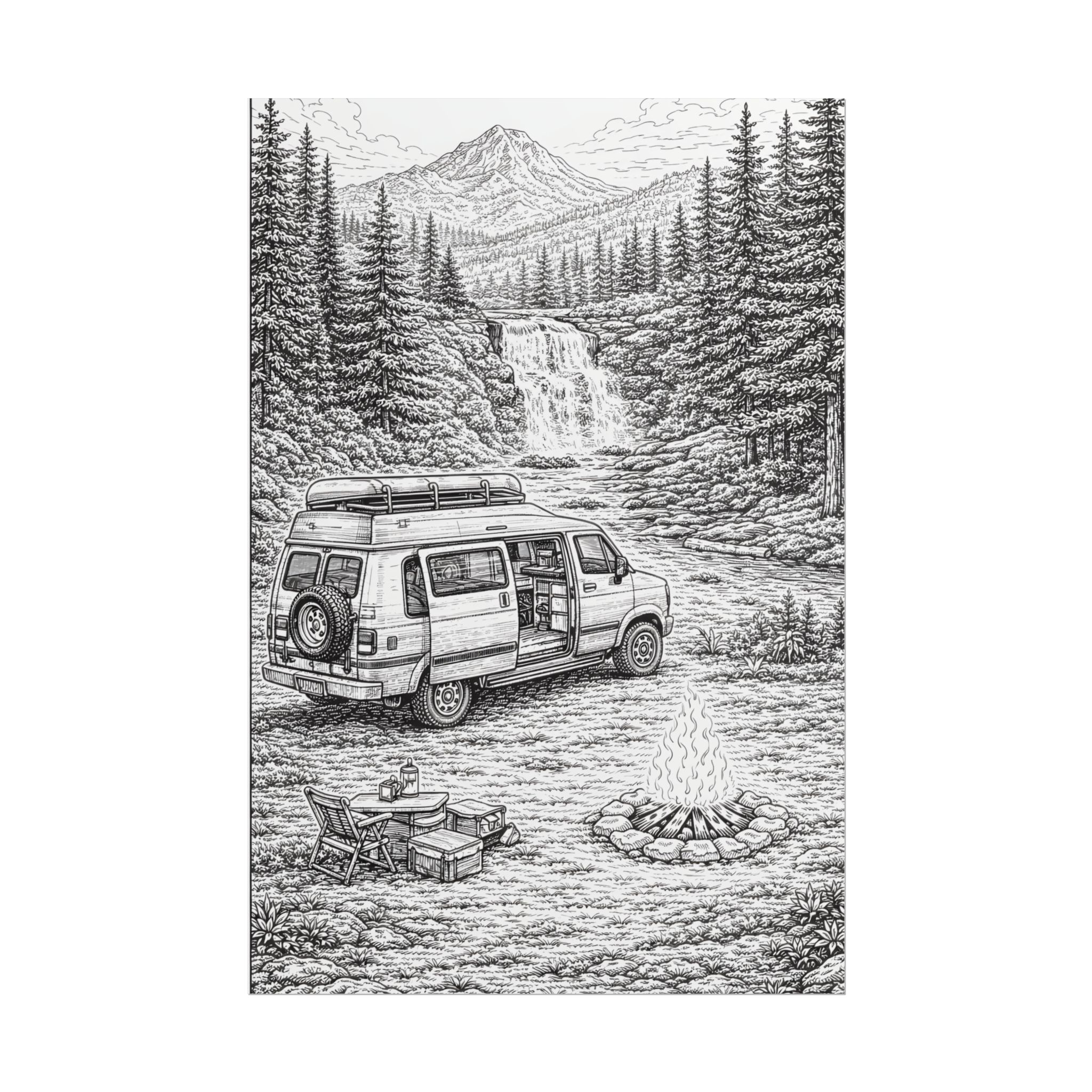 Campervan Poster — Vintage RV Camping Landscape Wall Art