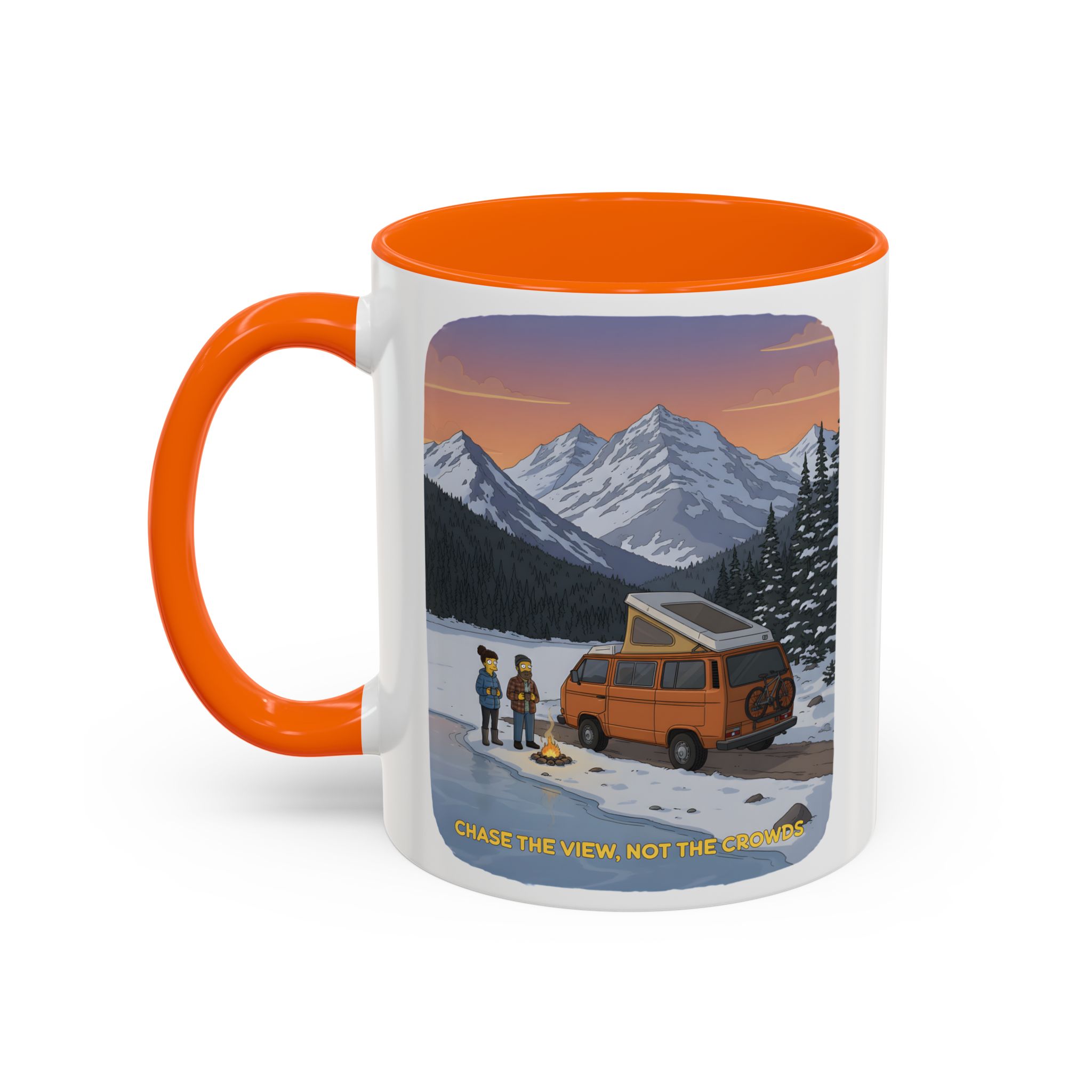 Accent Coffee Mug (11, 15oz) — "Chase The Views-Not The Crowds"" Design Sitcom-Line