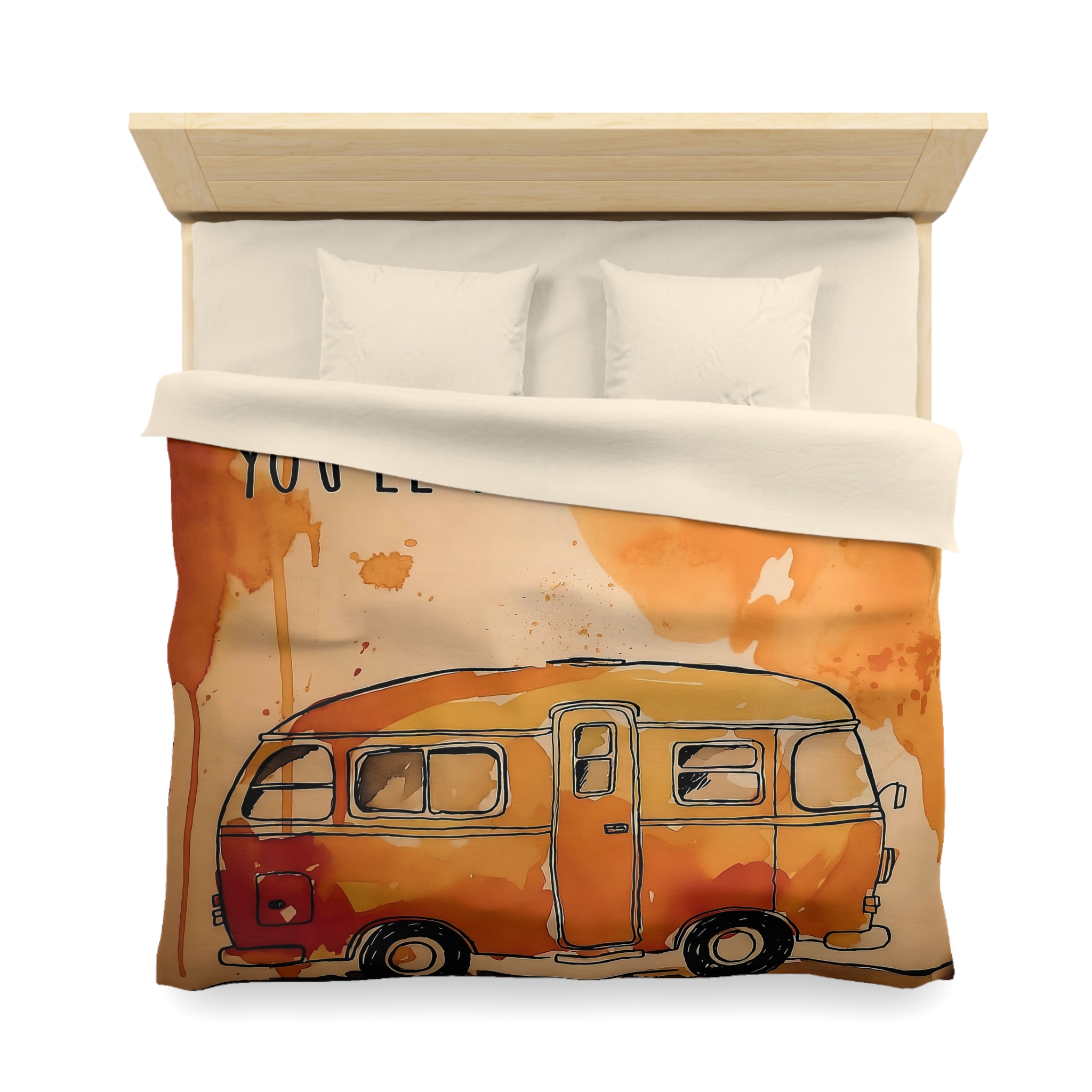Duvet Cover - 'If You Never Go, You'll Never Know' Orange Camper Adventurer Bedding