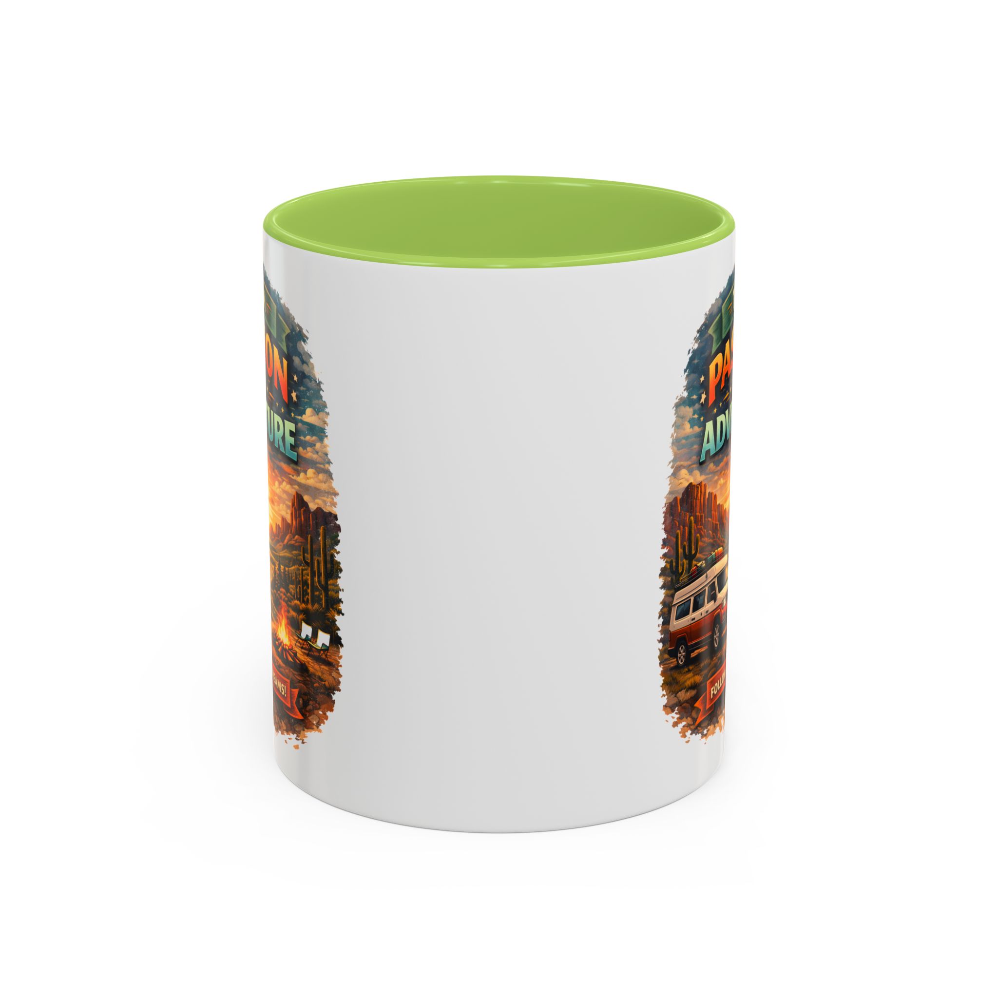 Accent Coffee Mug (11, 15oz) — "Turn Passion Into Adventure" Design Scenic-Line