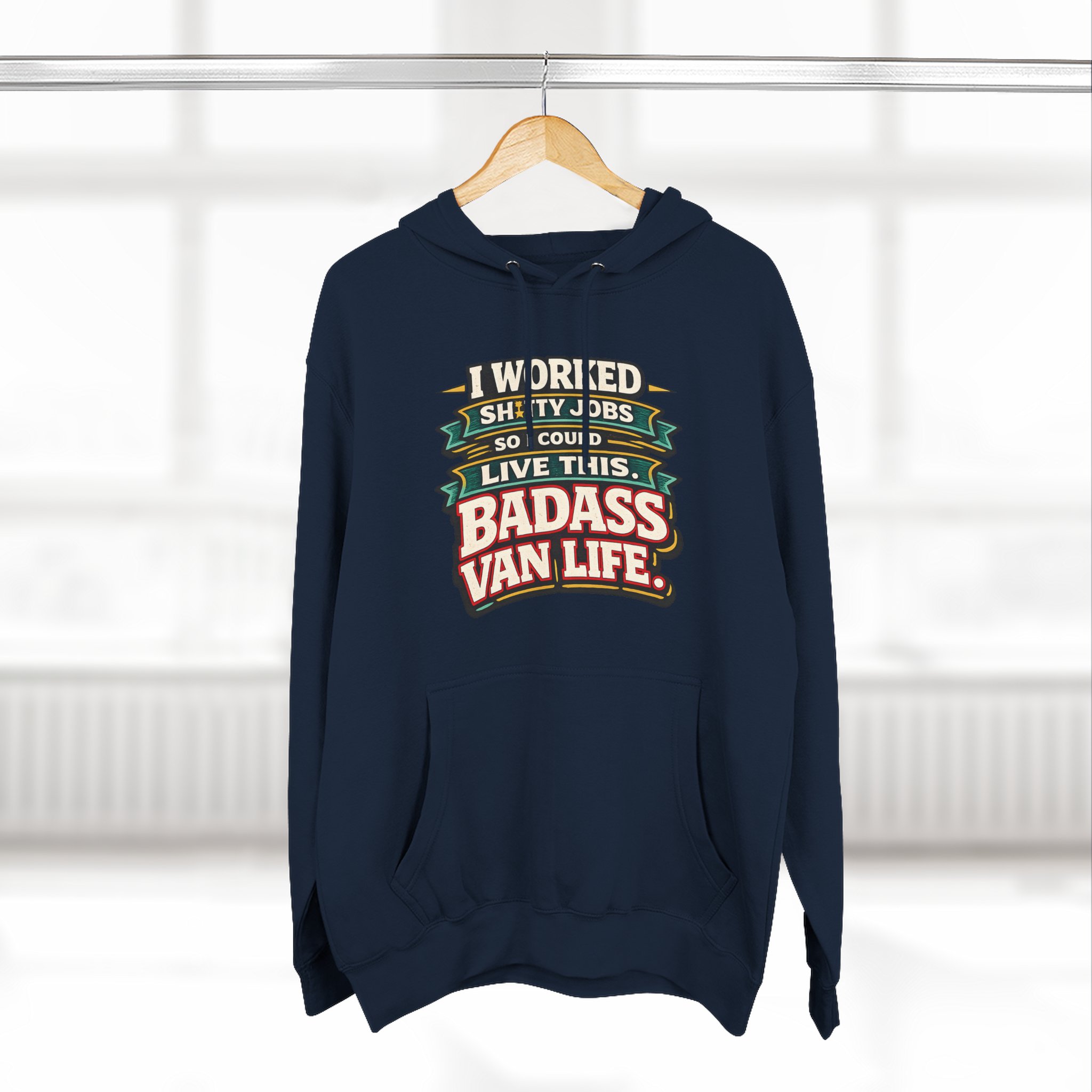 Three-Panel Fleece Hoodie - "I Worked Shitty Jobs" Design F**K-Line