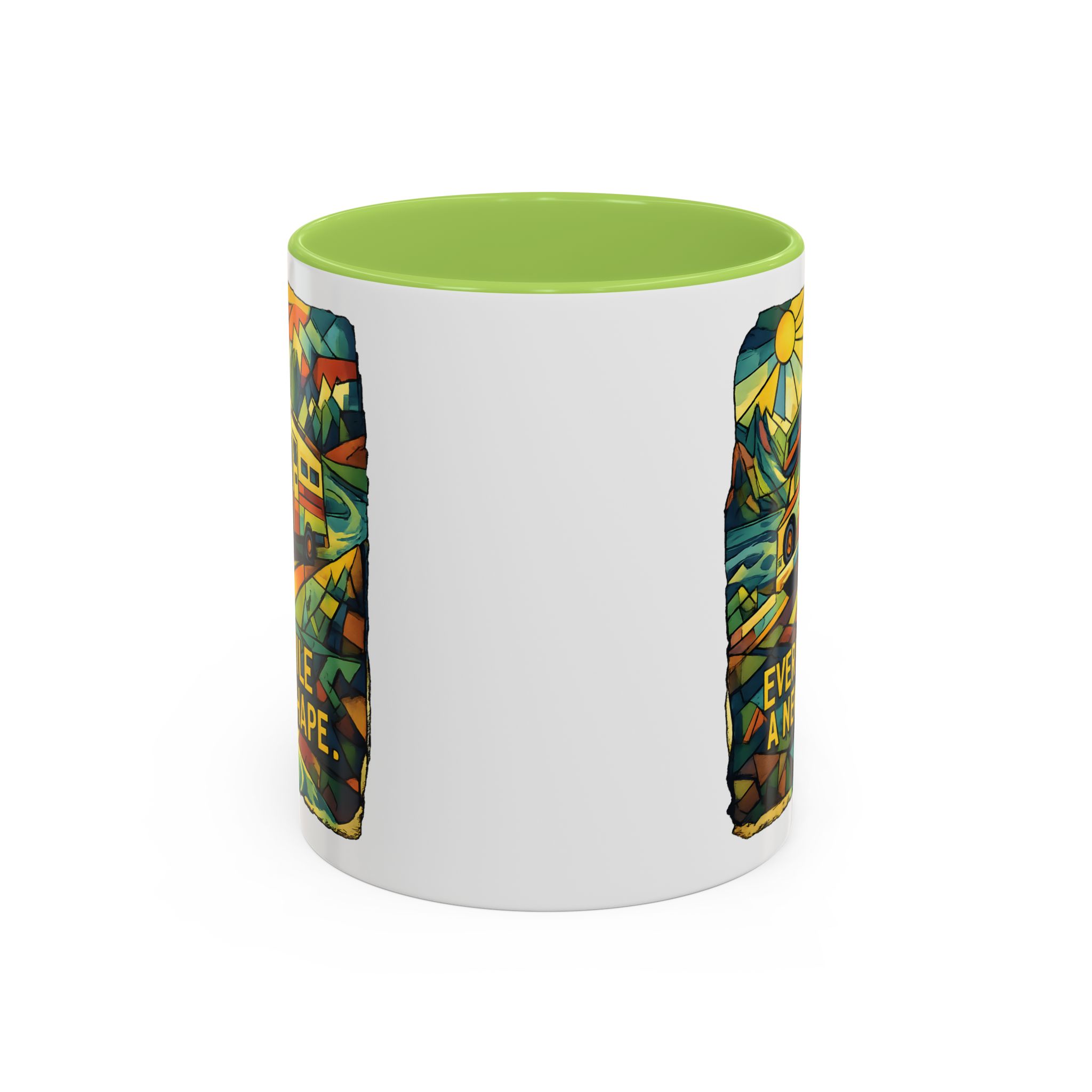 14797605146351792622_2048.jpeg Accent Coffee Mug (11, 15oz) — "Every Mile A New Shape" Design Cubic-Line