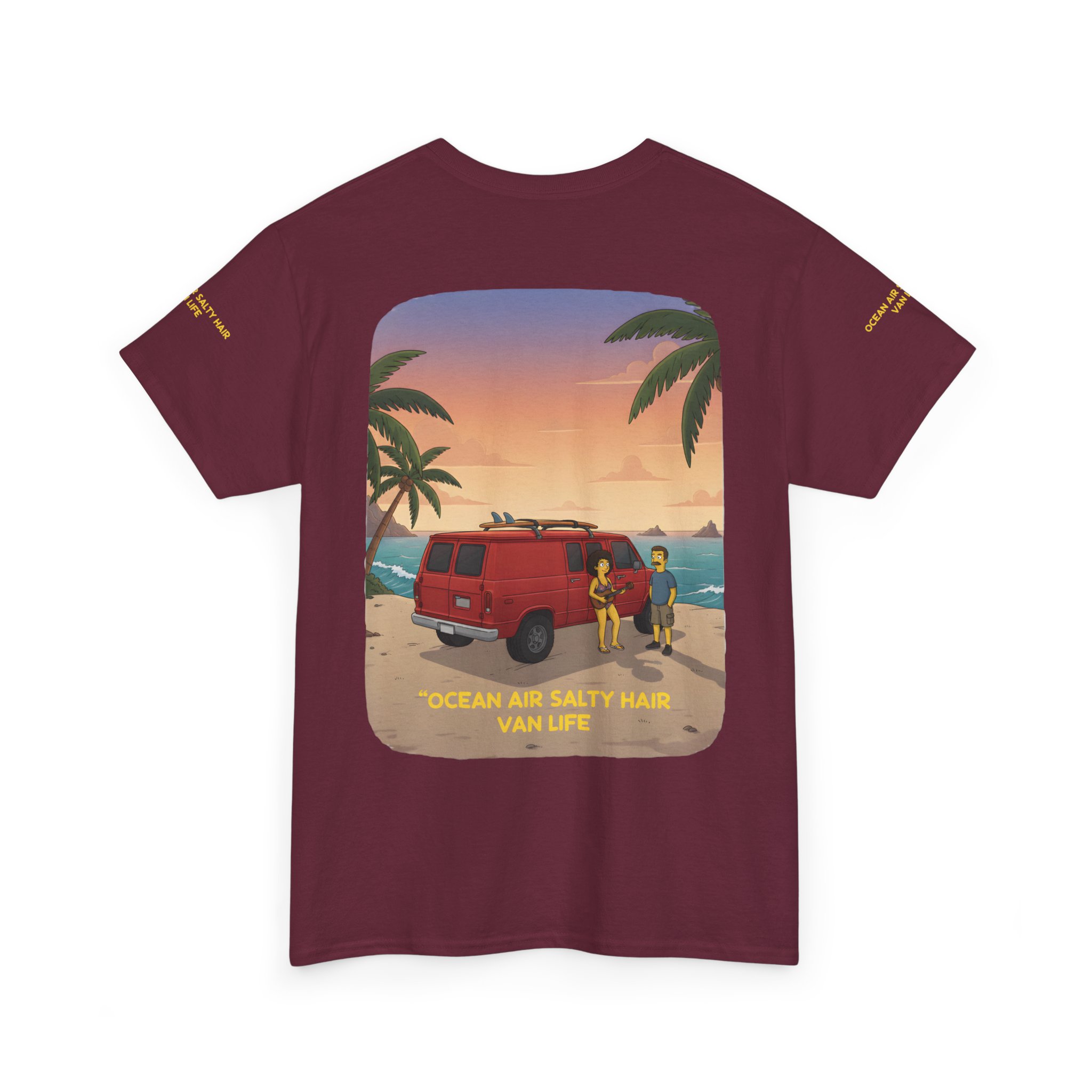 Unisex Heavy Cotton Tee — "Ocean Air Salty Hair Van Life" Design Sitcom-Line