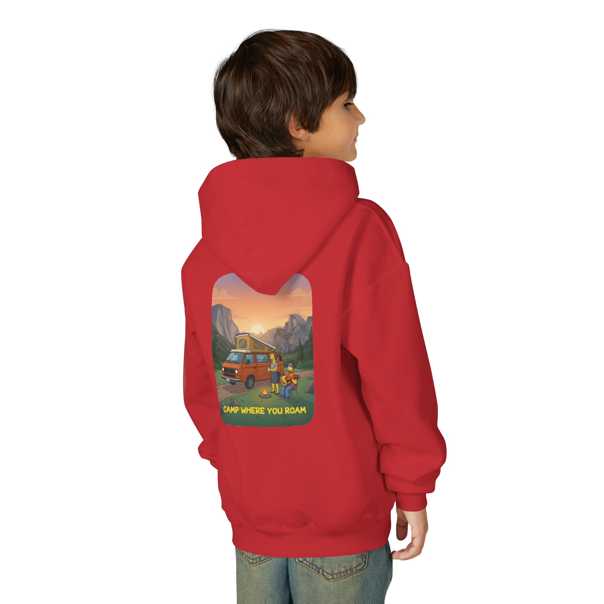 Youth Hoodie(Gildan) – "Camp Where You Roam" (Design Sitcom-Line)