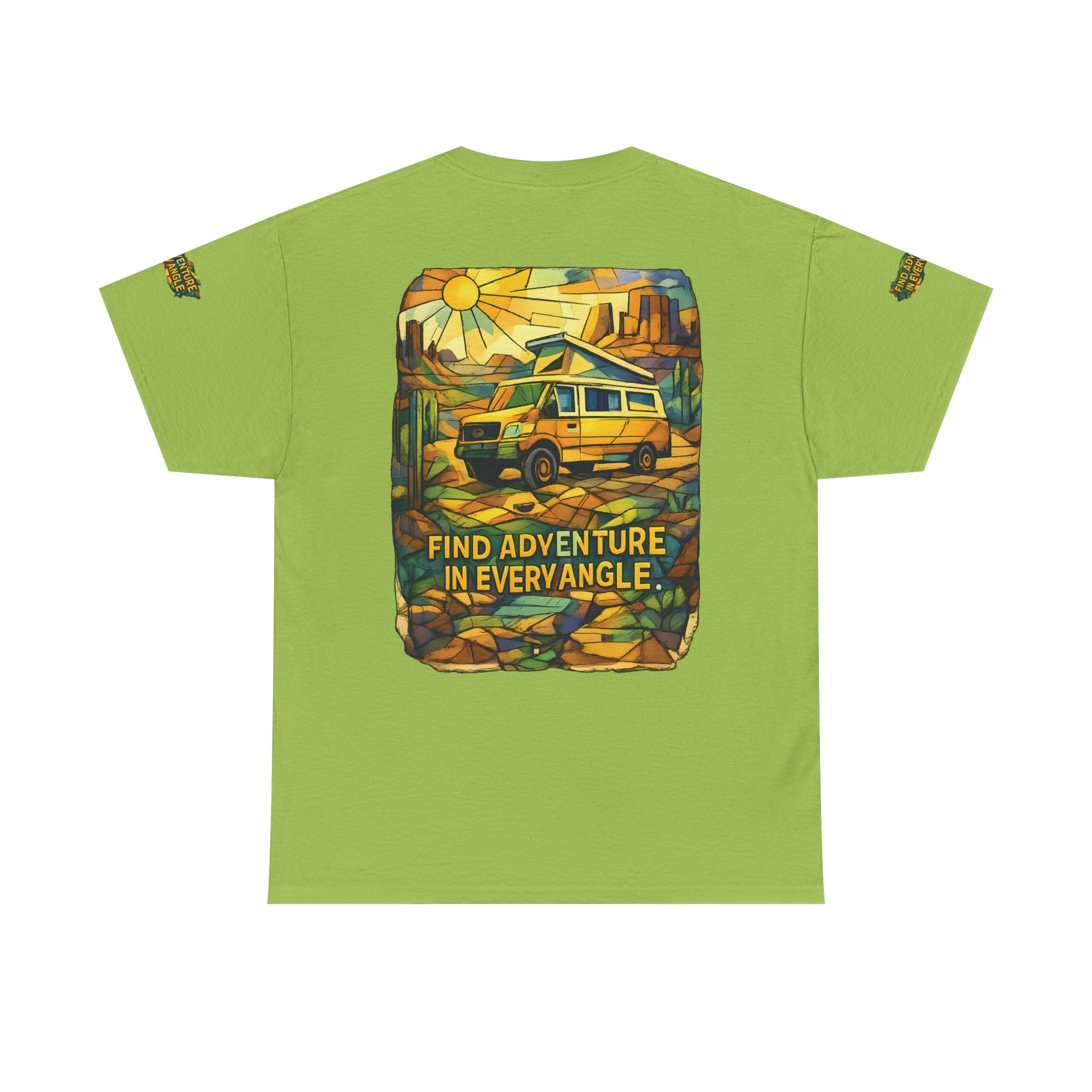 Unisex Heavy Cotton Tee — "Find Adventure In Every Corner" Design Cubic-Line