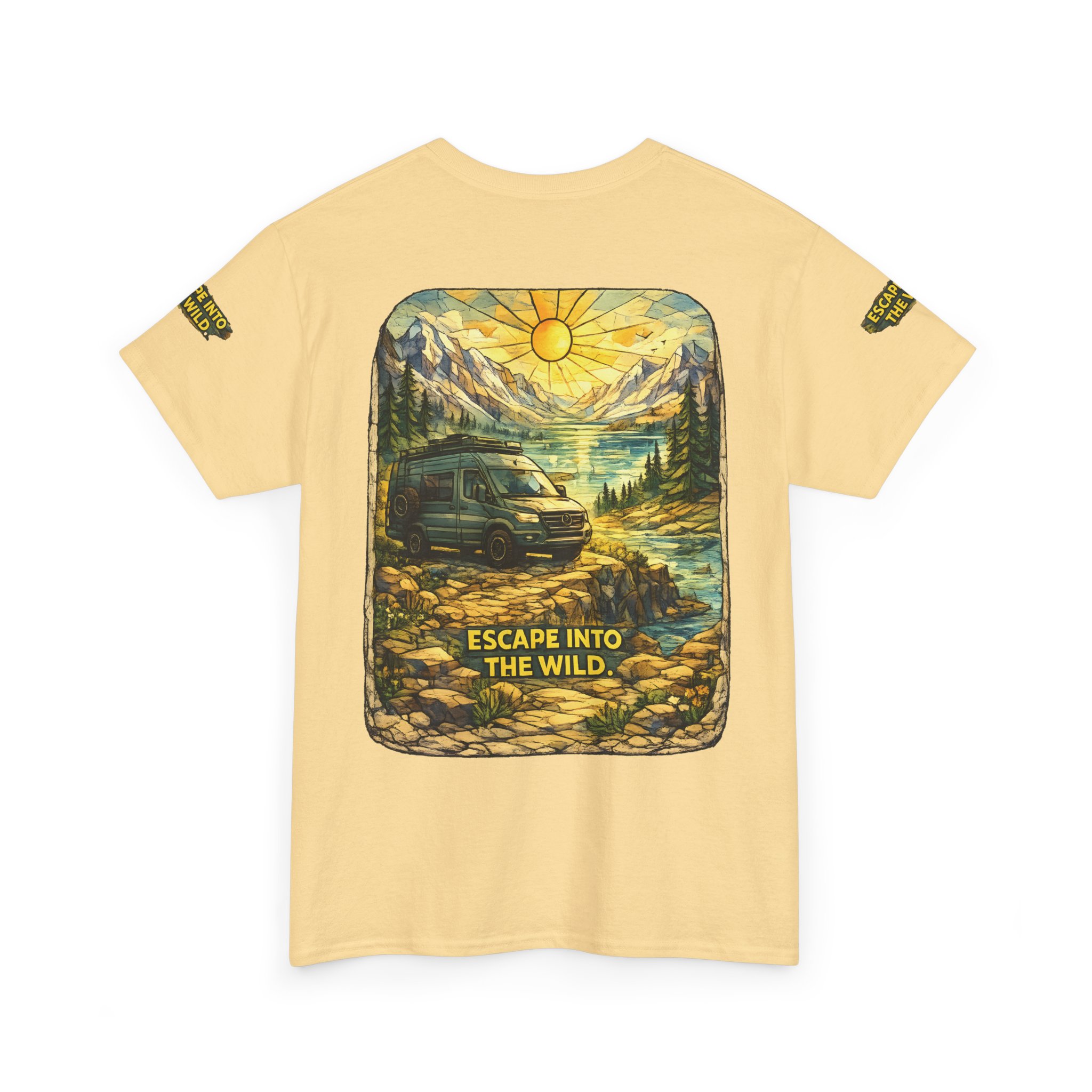 Unisex Heavy Cotton Tee — "Escape Into The Wild" Design Cubic-Line