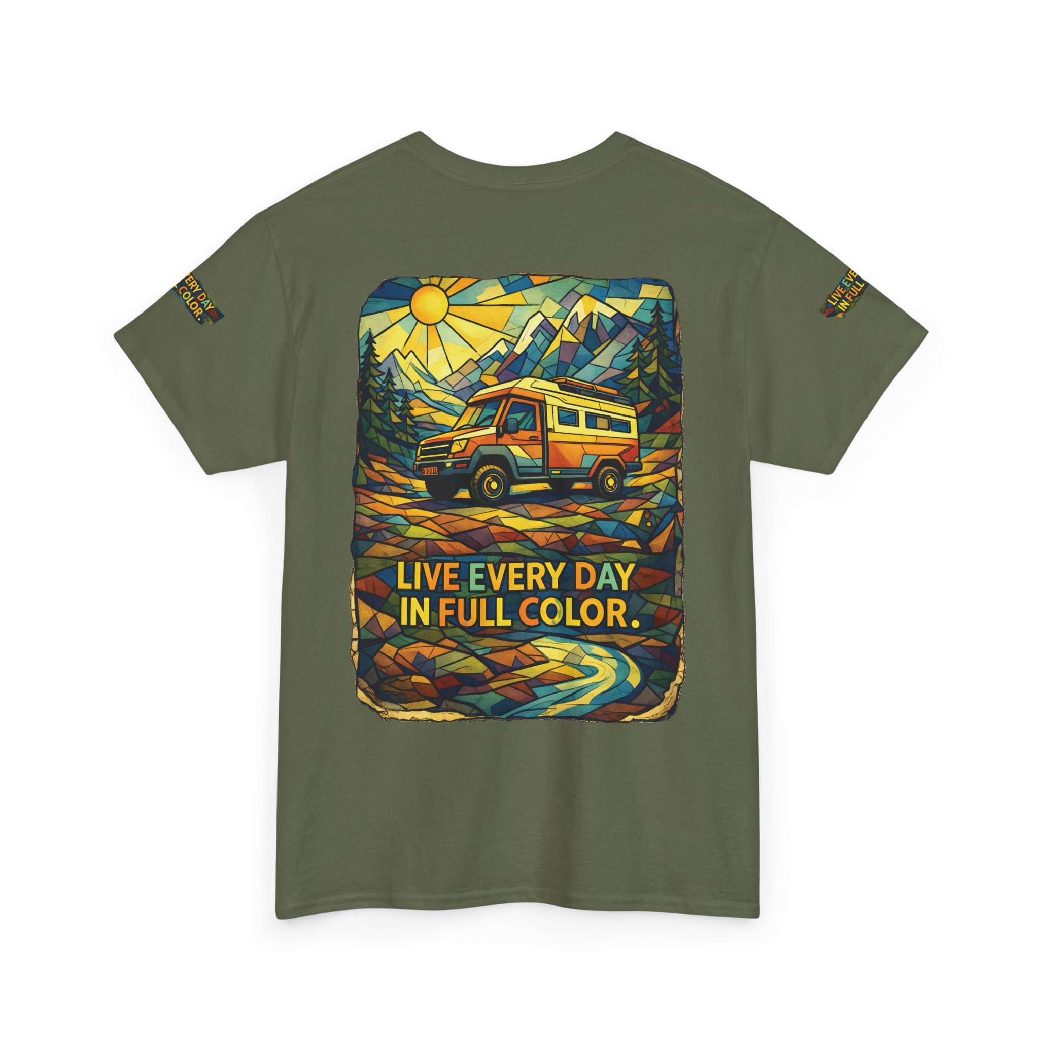 1481707663689591188_2048.jpeg Unisex Heavy Cotton Tee — "Live Life Every Day In Full Color" Design Cubic-Line