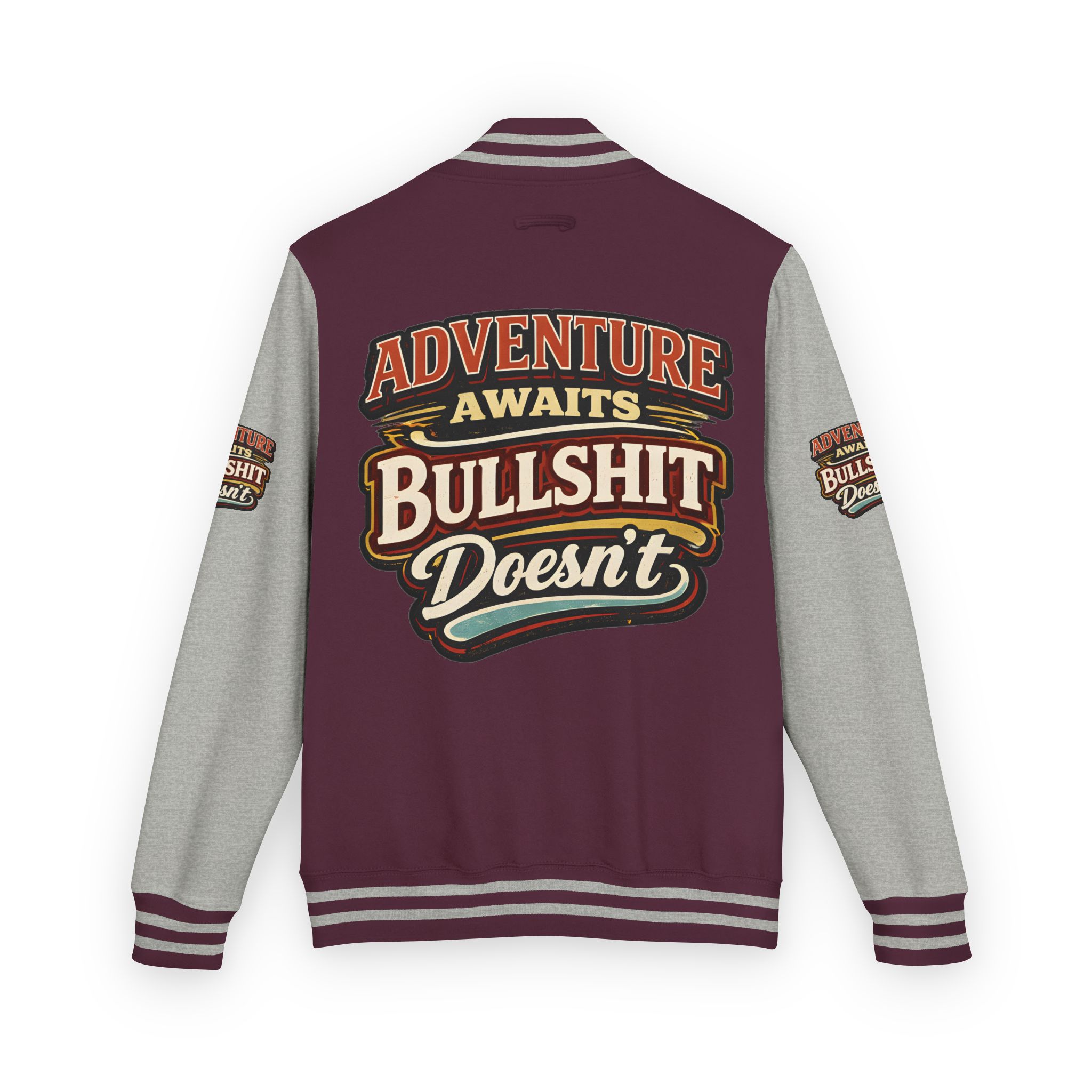 Unisex Heavyweight Letterman Jacket — "Adventure Awaits" Design F**K-Line