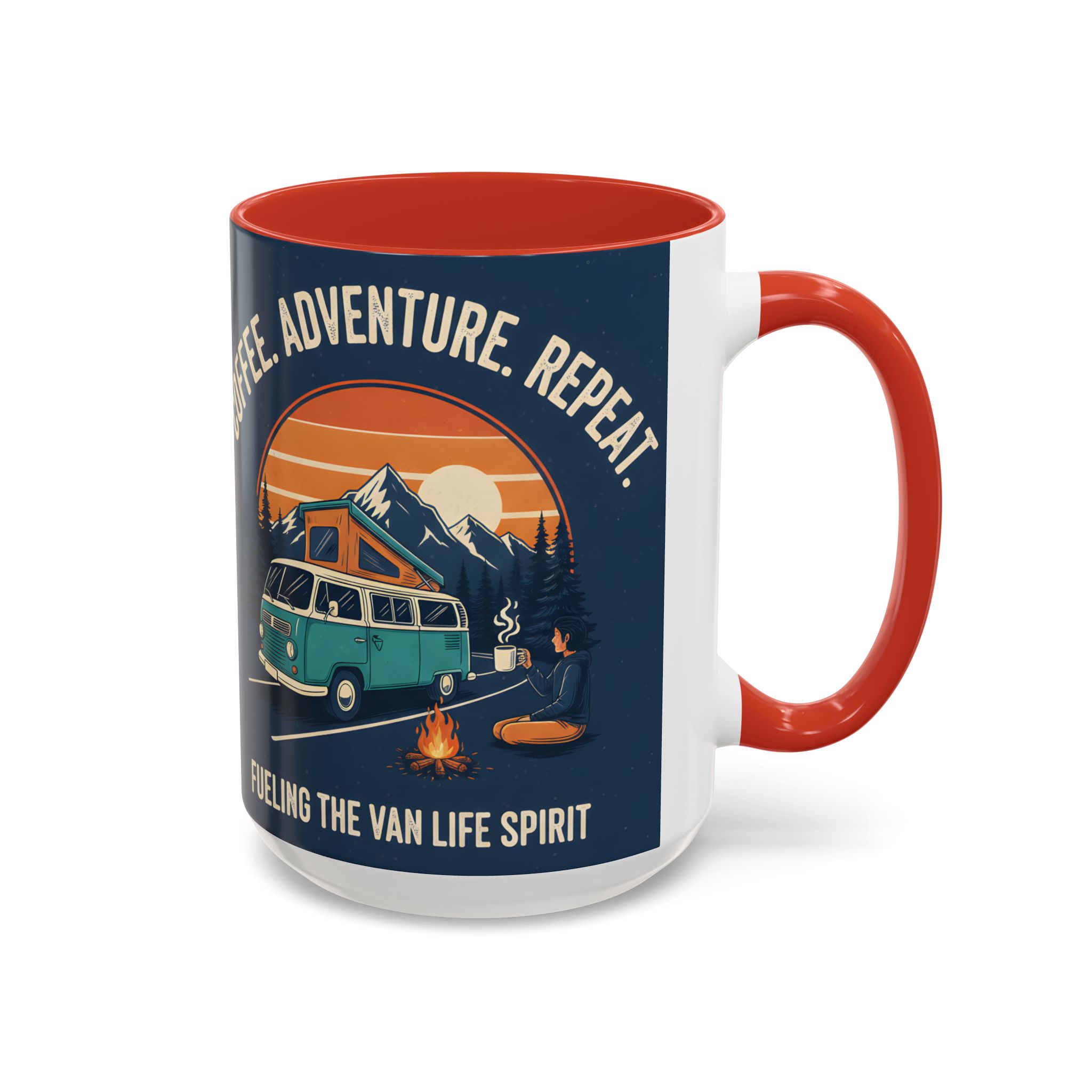 Accent Coffee Mug (11, 15oz) - "Coffee. Adventure. Repeat."