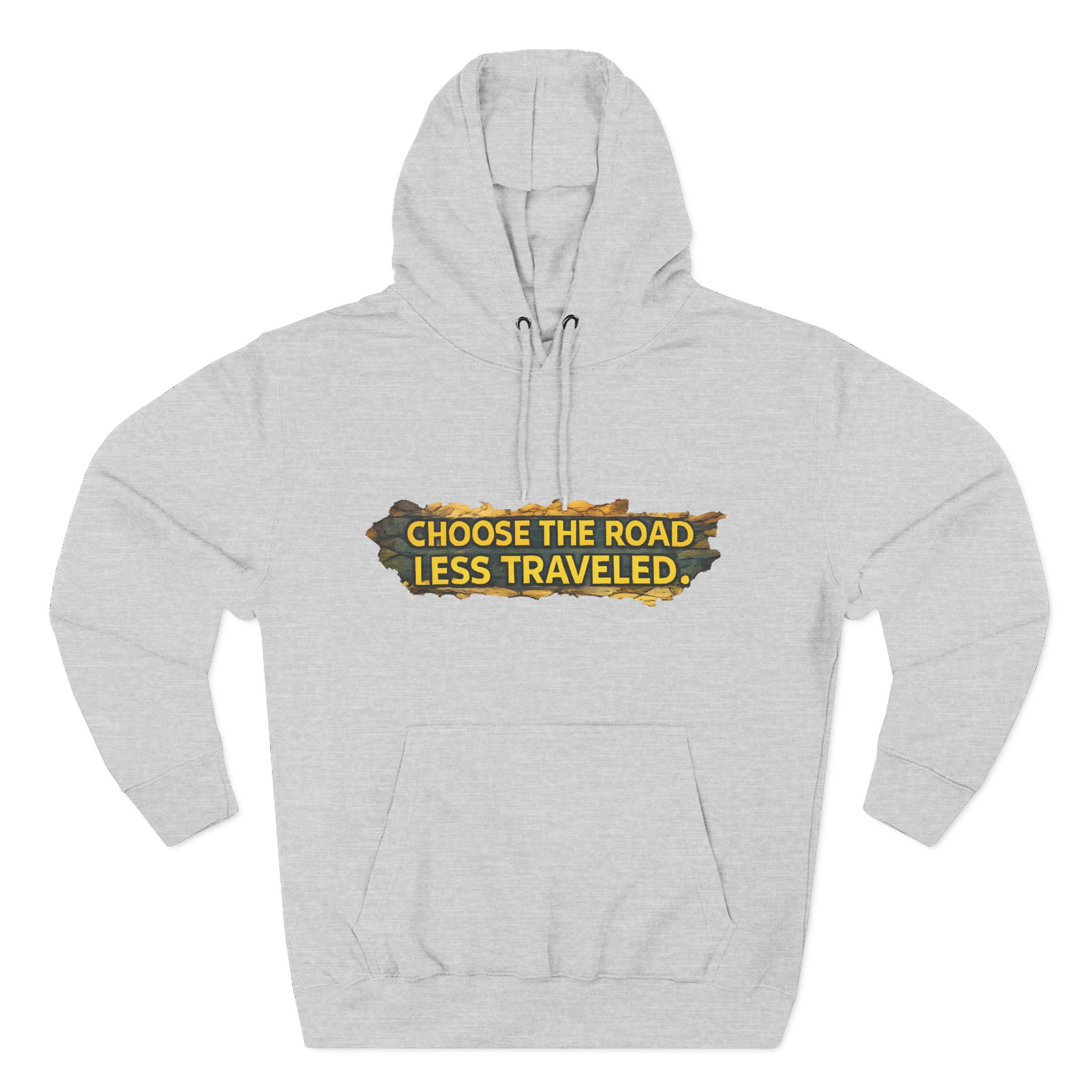 Three-Panel Fleece Hoodie - "Choose The Road Less Traveled" Design Cubic-Line