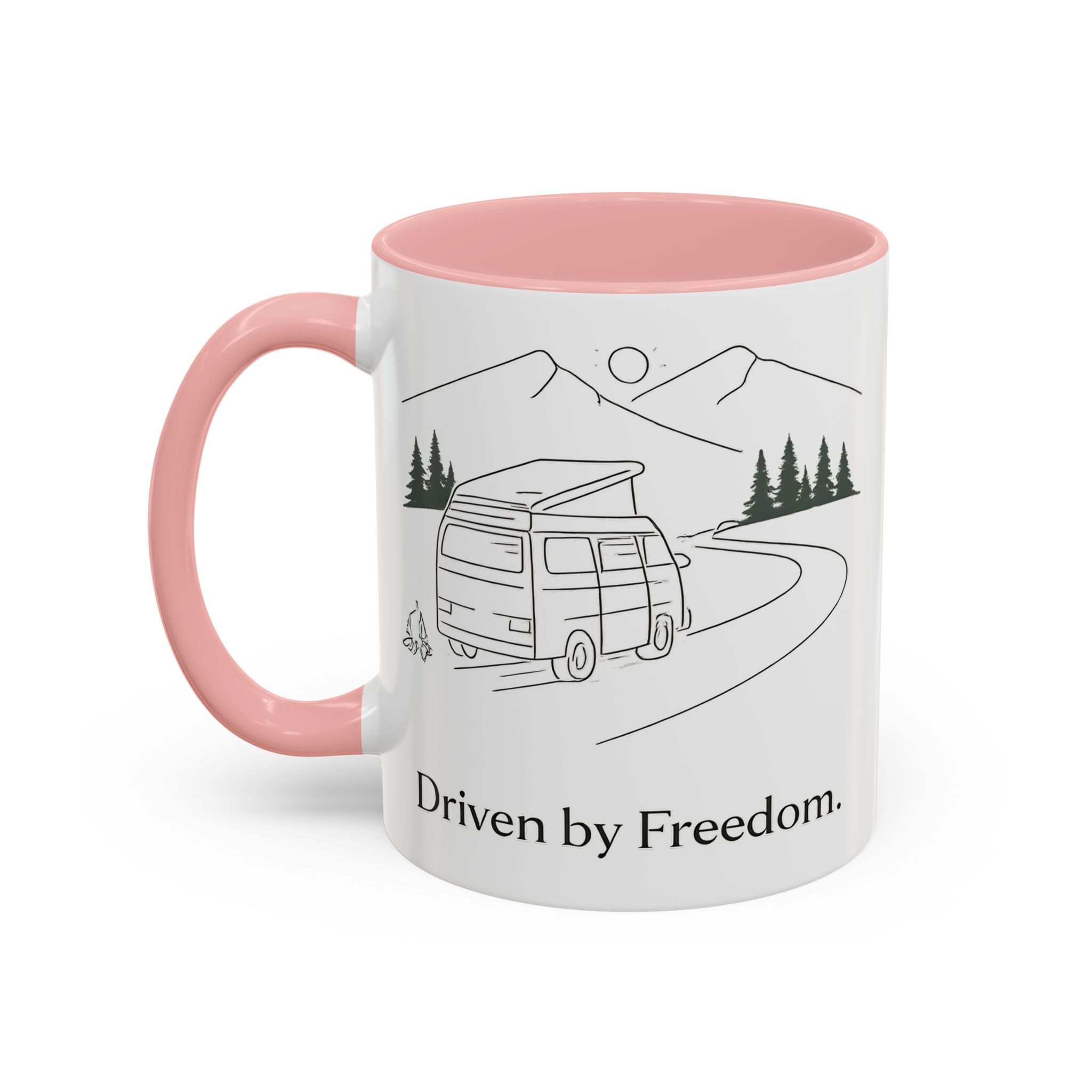 Accent Coffee Mug (11, 15oz) — "Driven By Freedom" Design Minimal-Line
