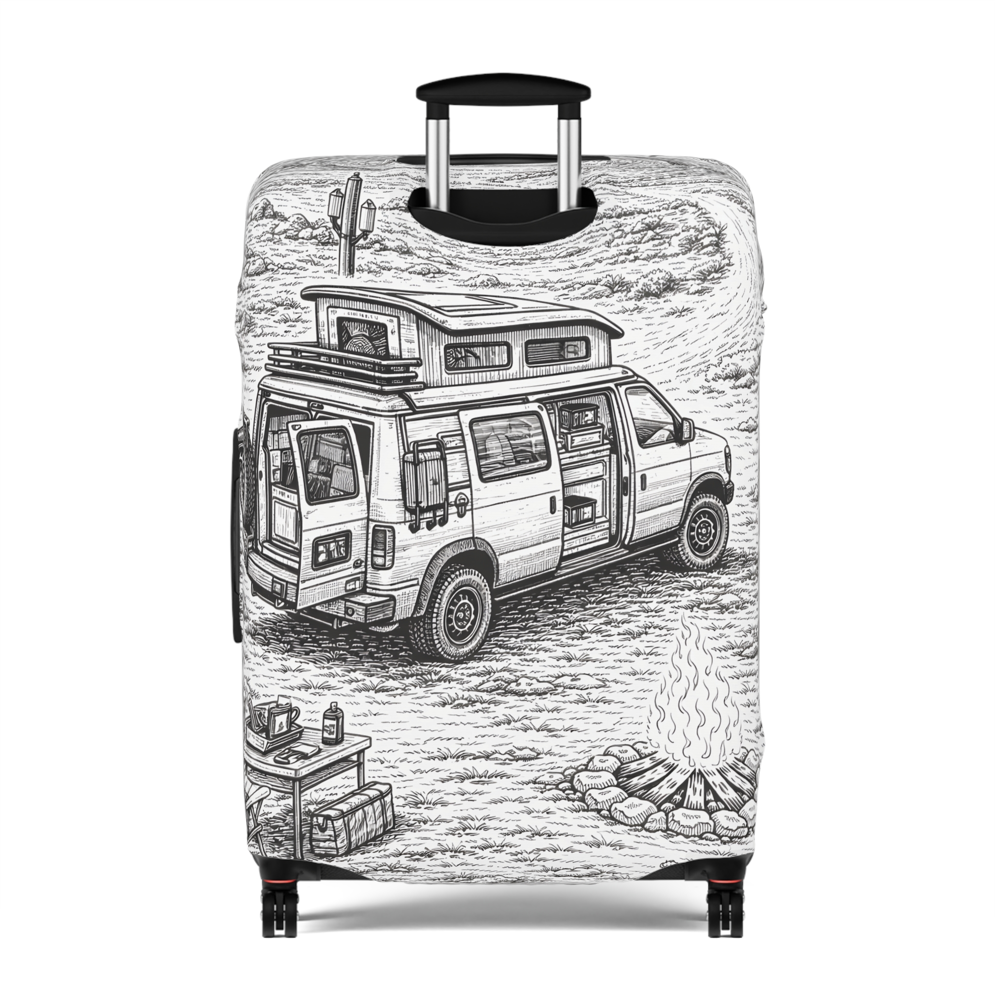 14827914438418042956_2048.jpeg Luggage Cover — Adventure Camper Sketch Travel Suitcase