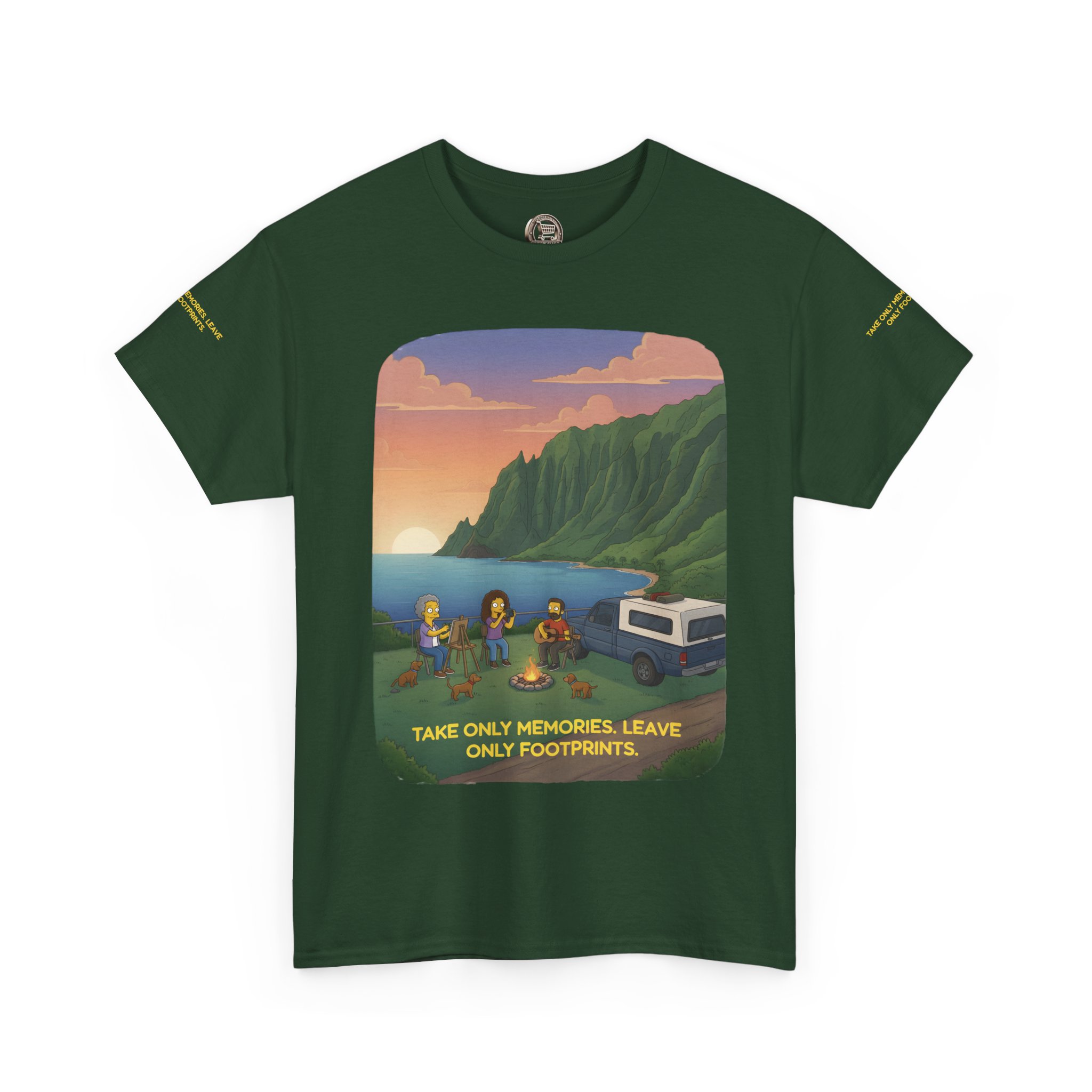 Unisex Heavy Cotton Tee — "Take Only Memories-Leave Only Footprints" Design Sitcom-Line