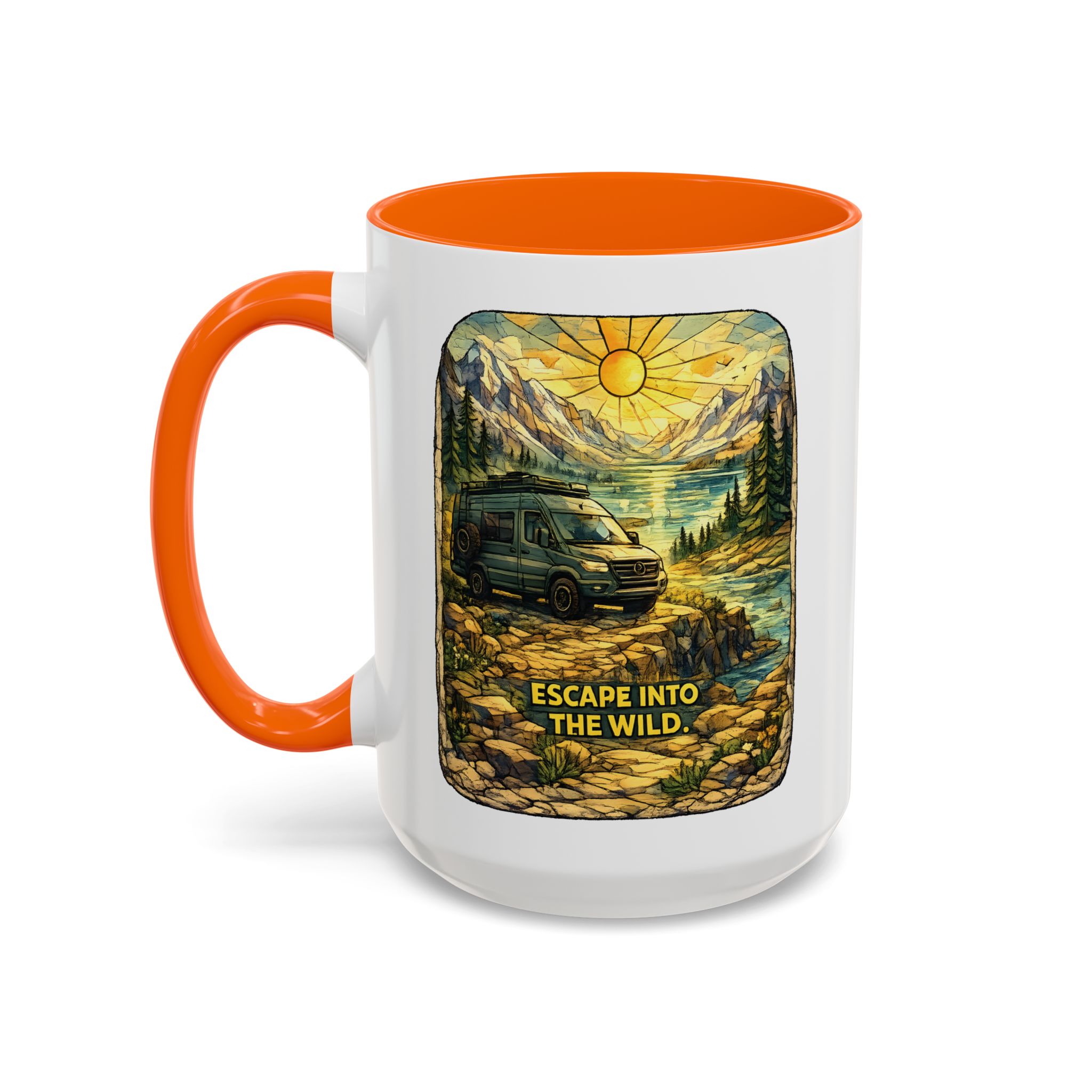 Accent Coffee Mug (11, 15oz) — "Escape Into The Wild" Design Cubic-Line