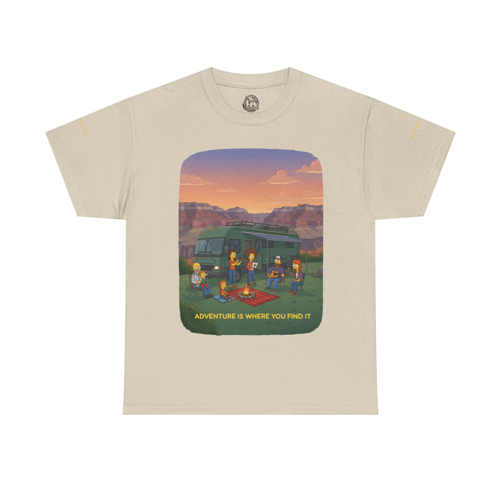 Unisex Heavy Cotton Tee — "Adventure Is Where You Find It" Design Sitcom-Line