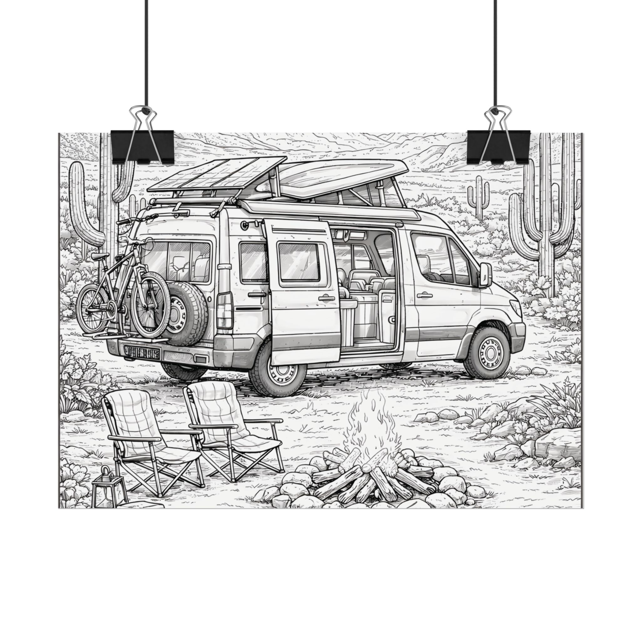 Campervan Poster — Vintage RV Camping Landscape Wall Art