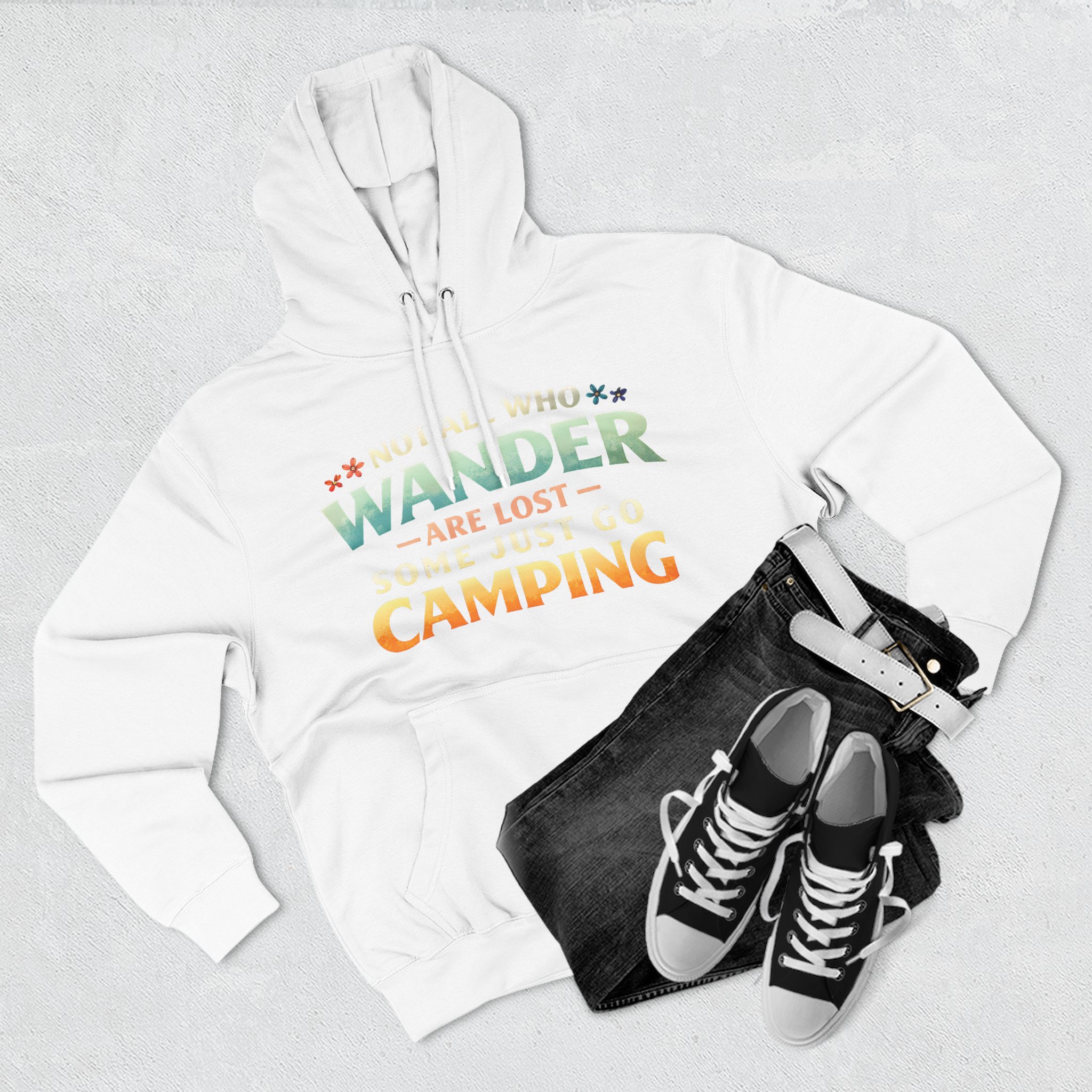 Three-Panel Fleece Hoodie - "Not All Who Wander Are Lost " Design Scenic-Line