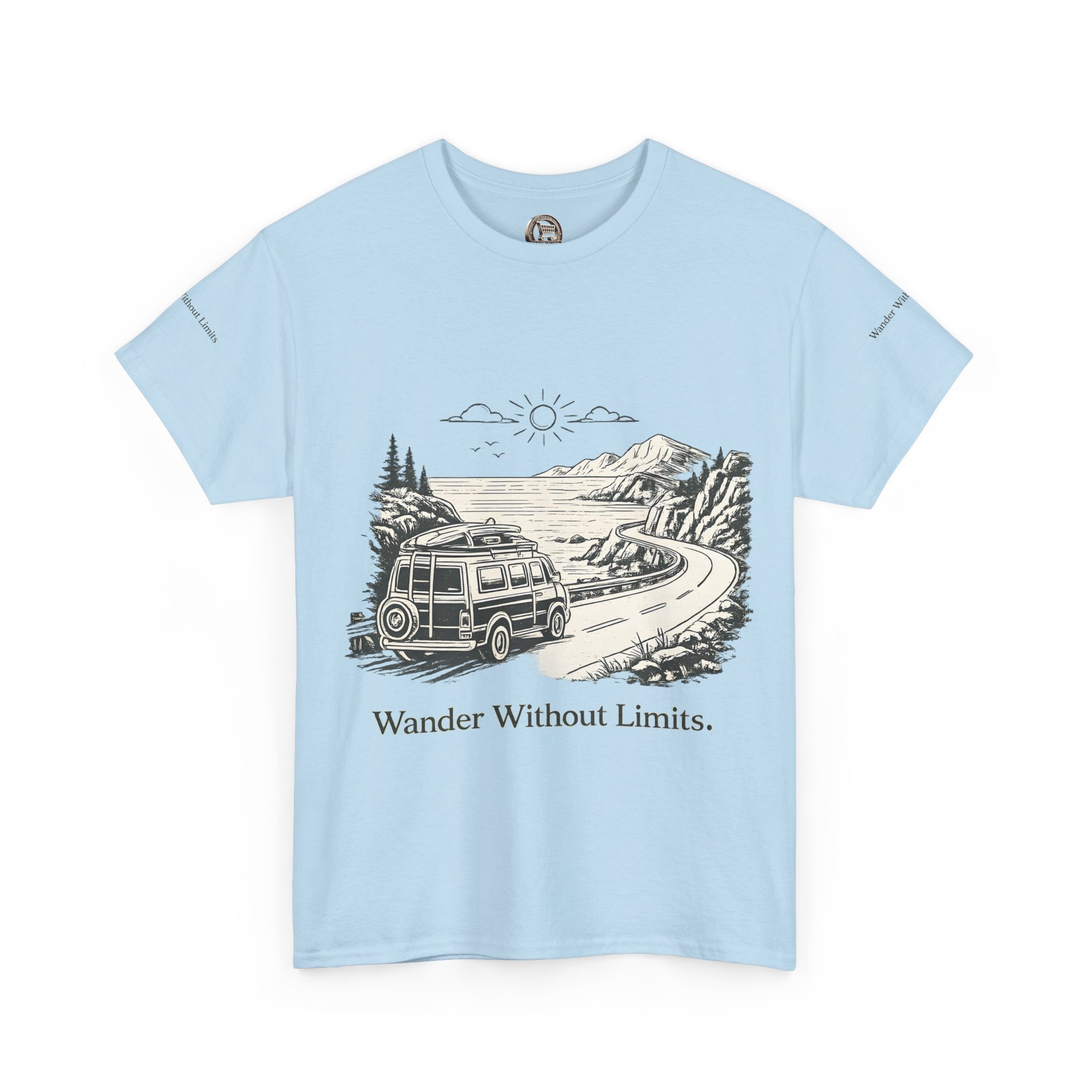 14853224569393258328_2048.jpeg Unisex Heavy Cotton Tee — "Wander Without Limits" Design Minimal-Line