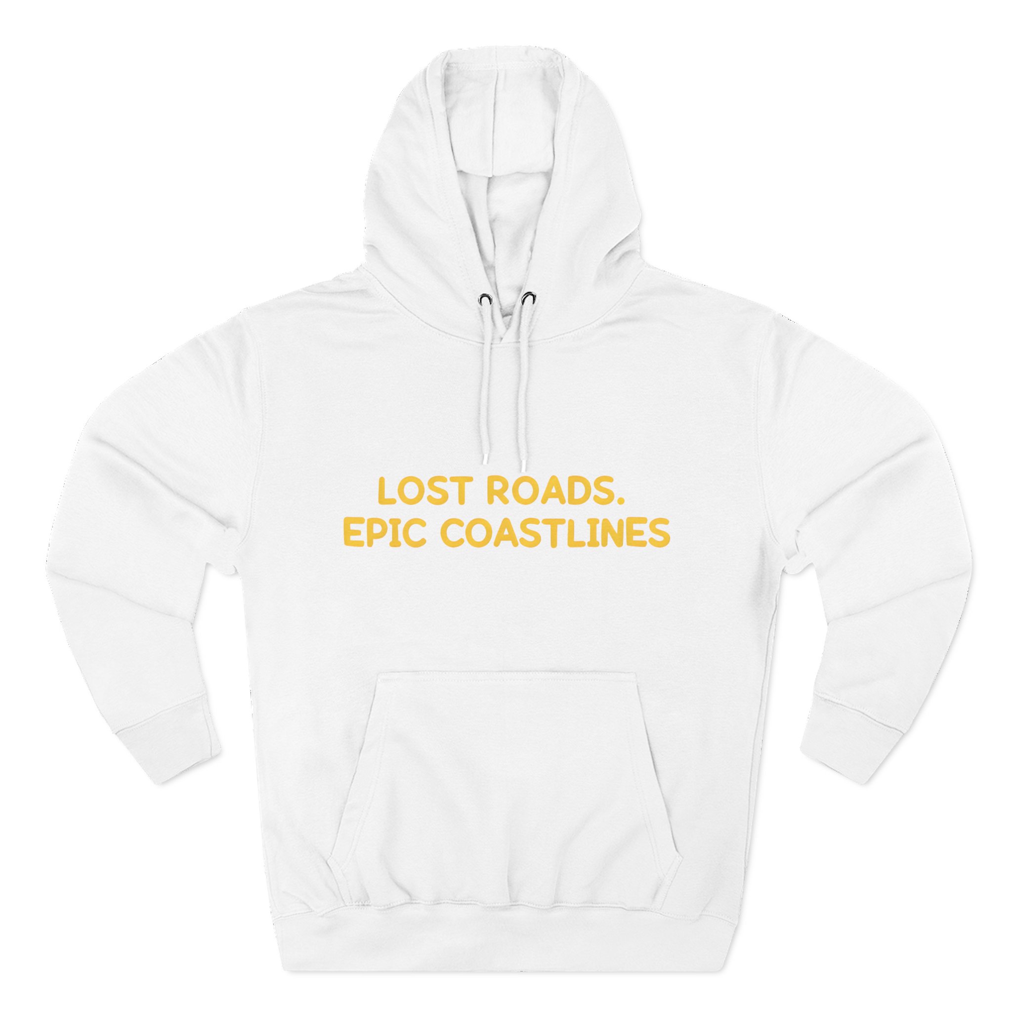 Three-Panel Fleece Hoodie - "Lost Roads Epic Coastlines" Design Sitcom-Line