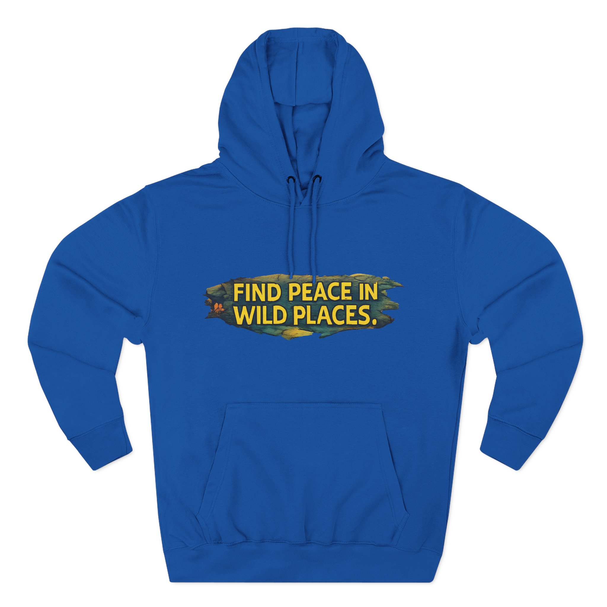 Three-Panel Fleece Hoodie - "Find Peace In Wild Places" Design Cubic-Line