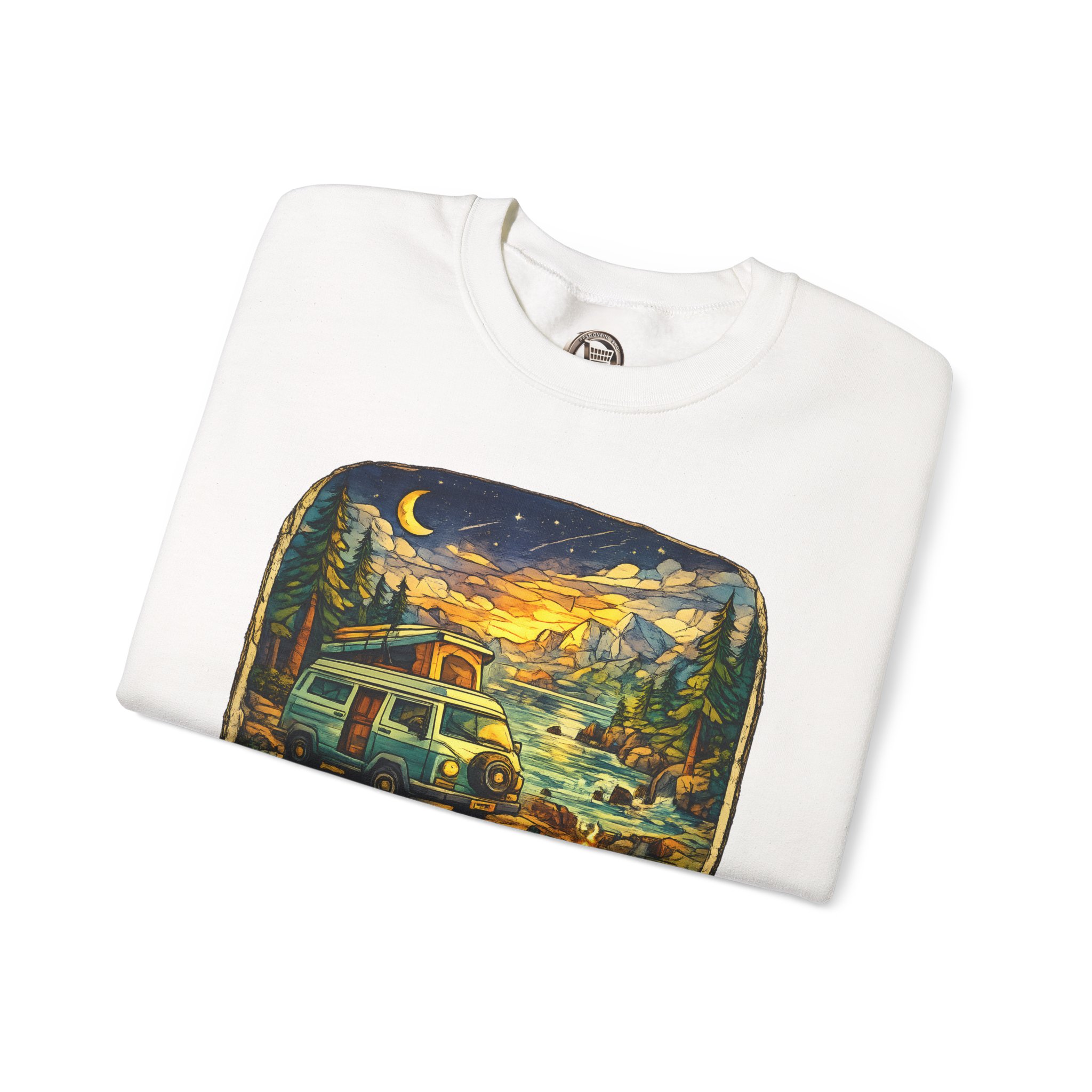 Unisex Heavy Blend™ Crewneck Sweatshirt — "Home Is Where You Park It" Design Cubic-Line