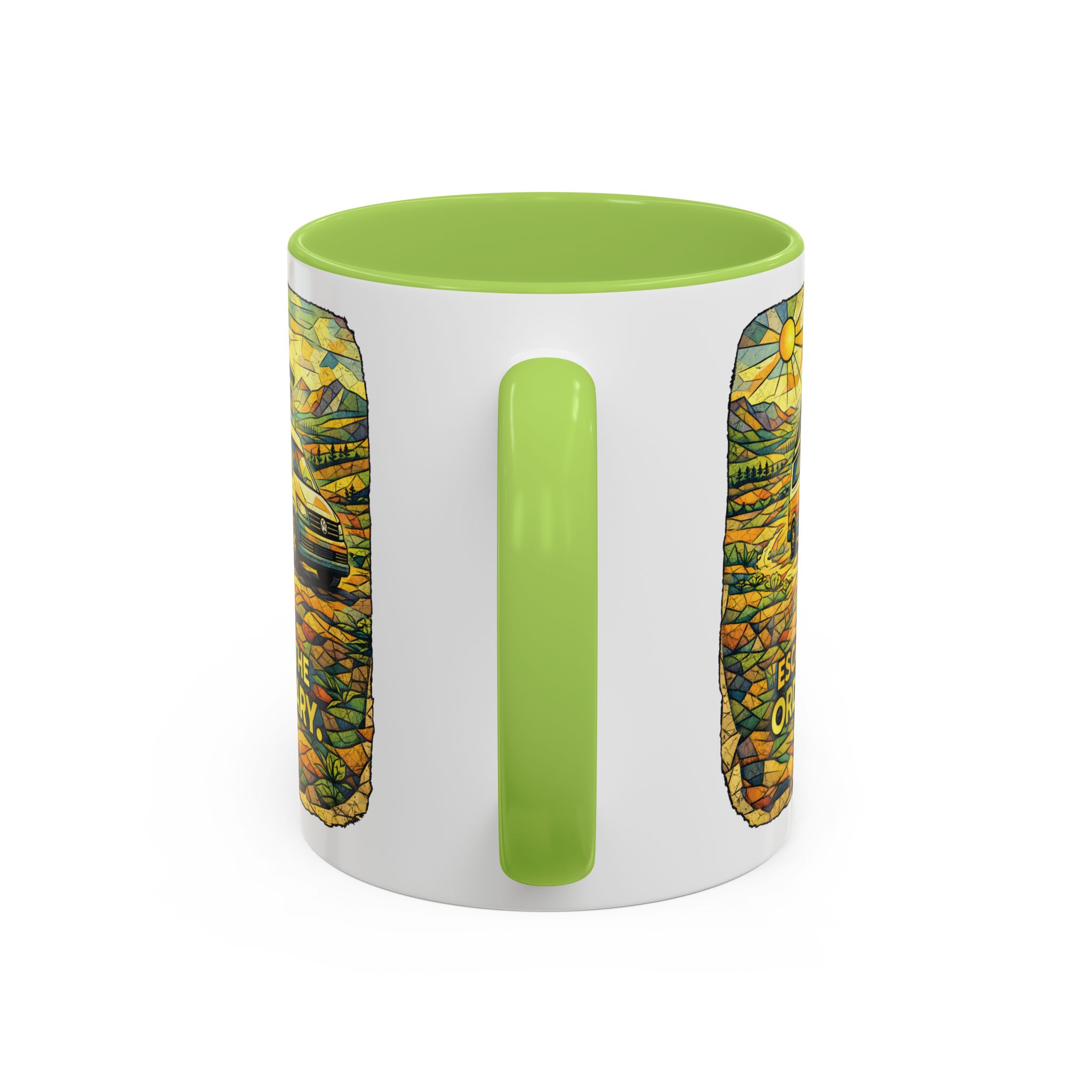 Accent Coffee Mug (11, 15oz) — "Escape The Ordinary" Design Cubic-Line