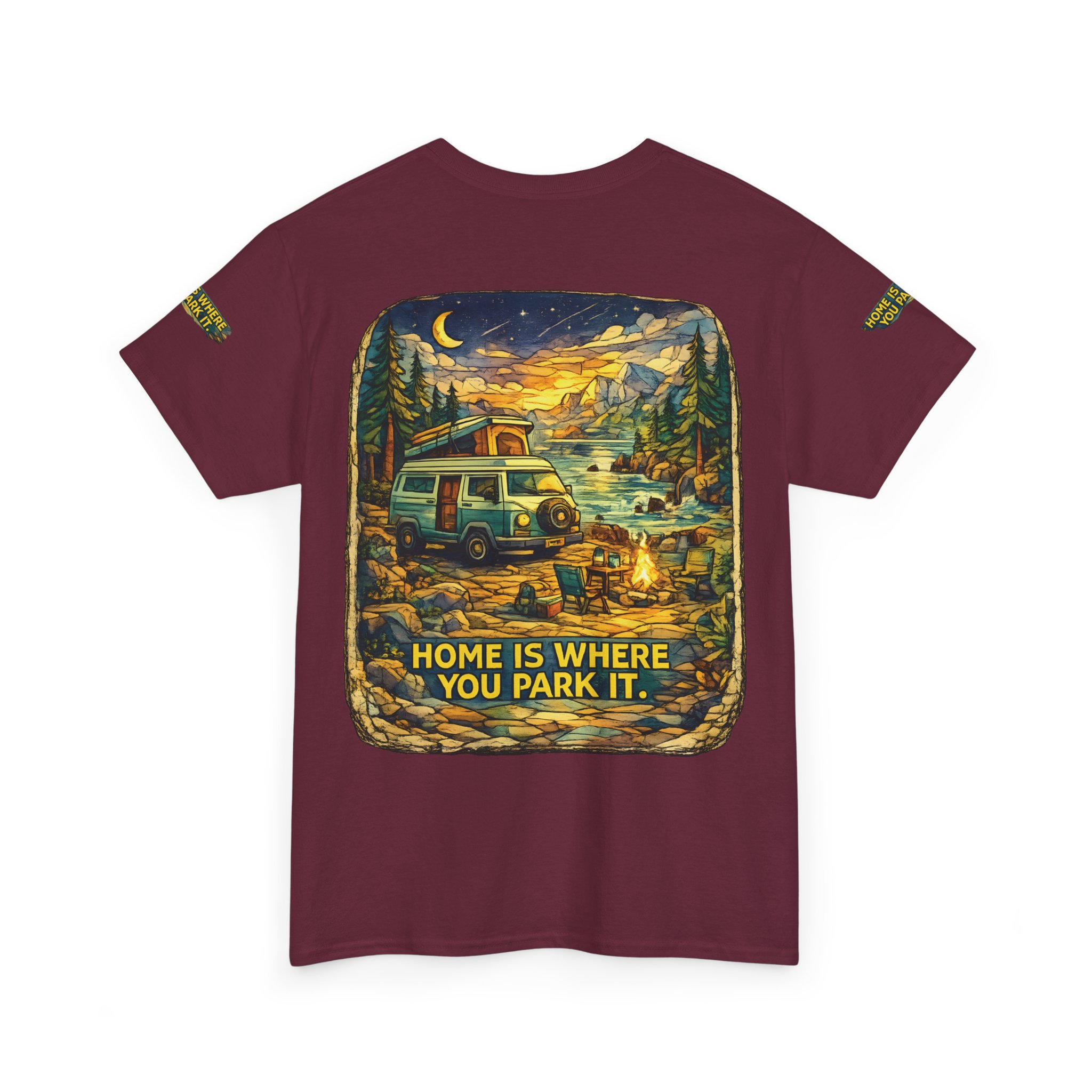 Unisex Heavy Cotton Tee — "Home Is Where You Park It" Design Cubic-Line