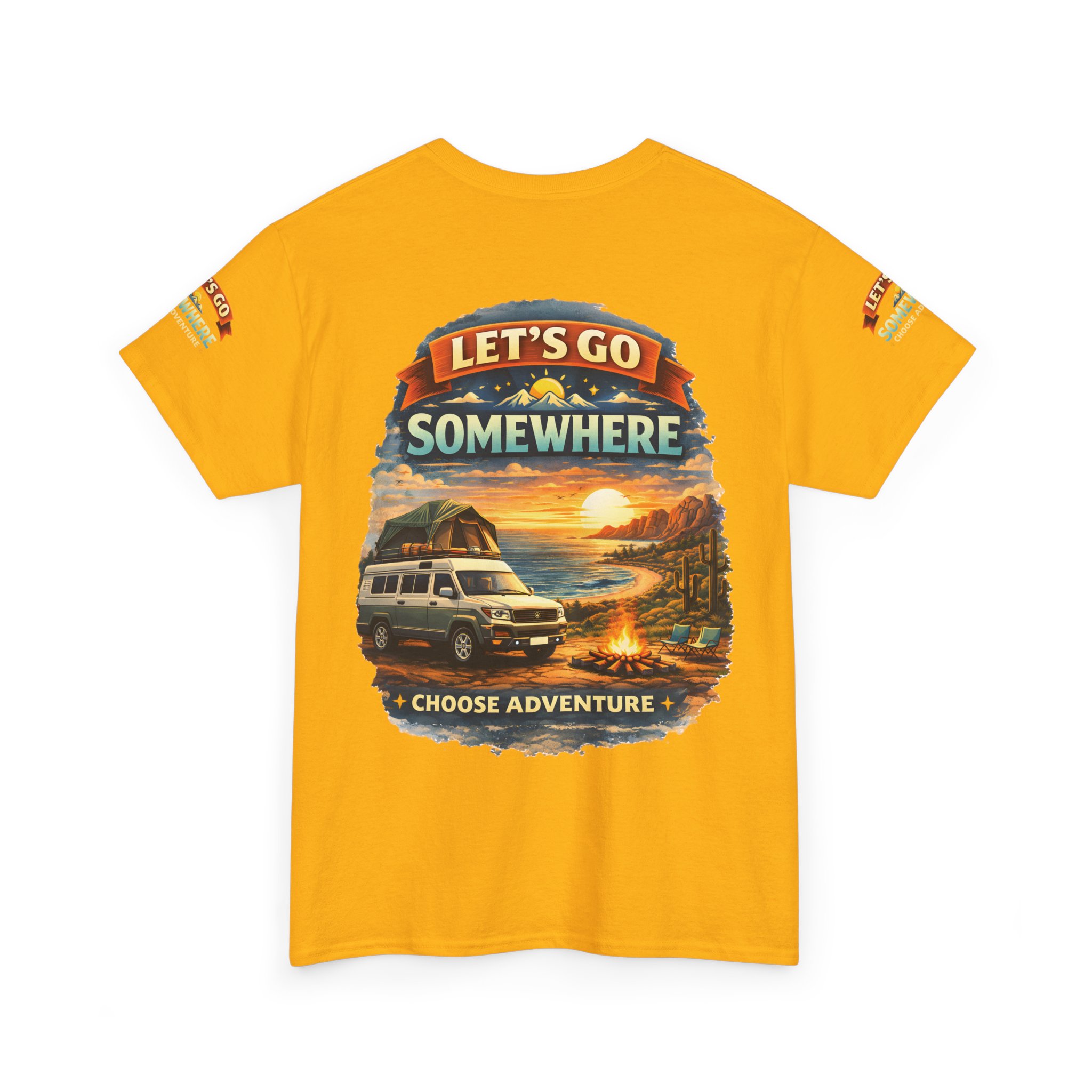 Unisex Heavy Cotton Tee — "Lets Go Somewhere" Design Scenic-Line