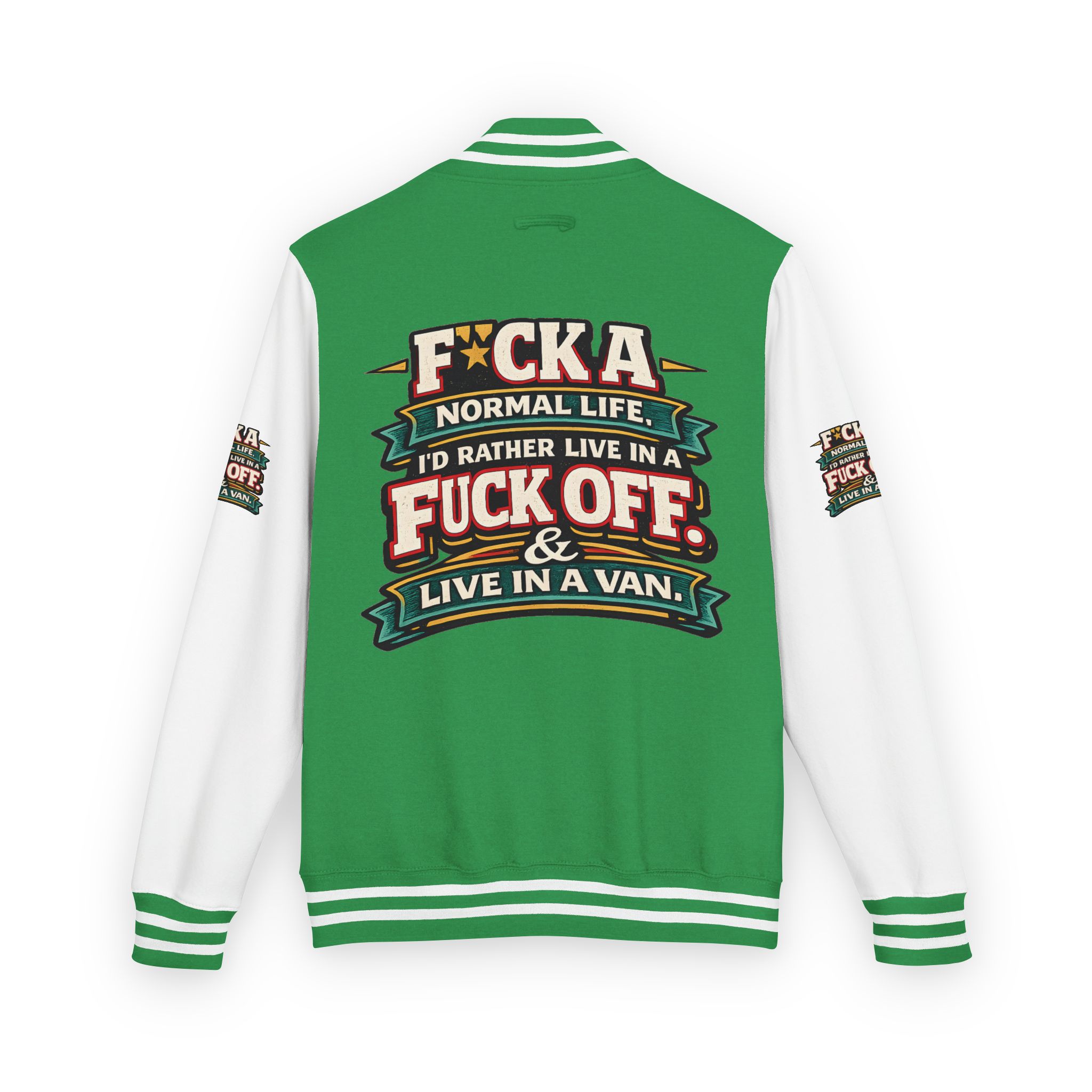 Unisex Heavyweight Letterman Jacket — "Fuck A Normal Life" Design F**K-Line