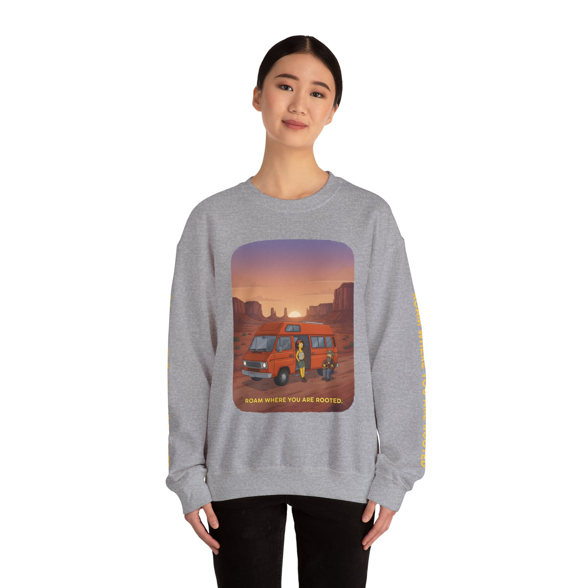 14871589642946870170_2048.jpeg Unisex Heavy Blend™ Crewneck Sweatshirt — "Roam Where You Are Rooted" Design Sitcom-Line