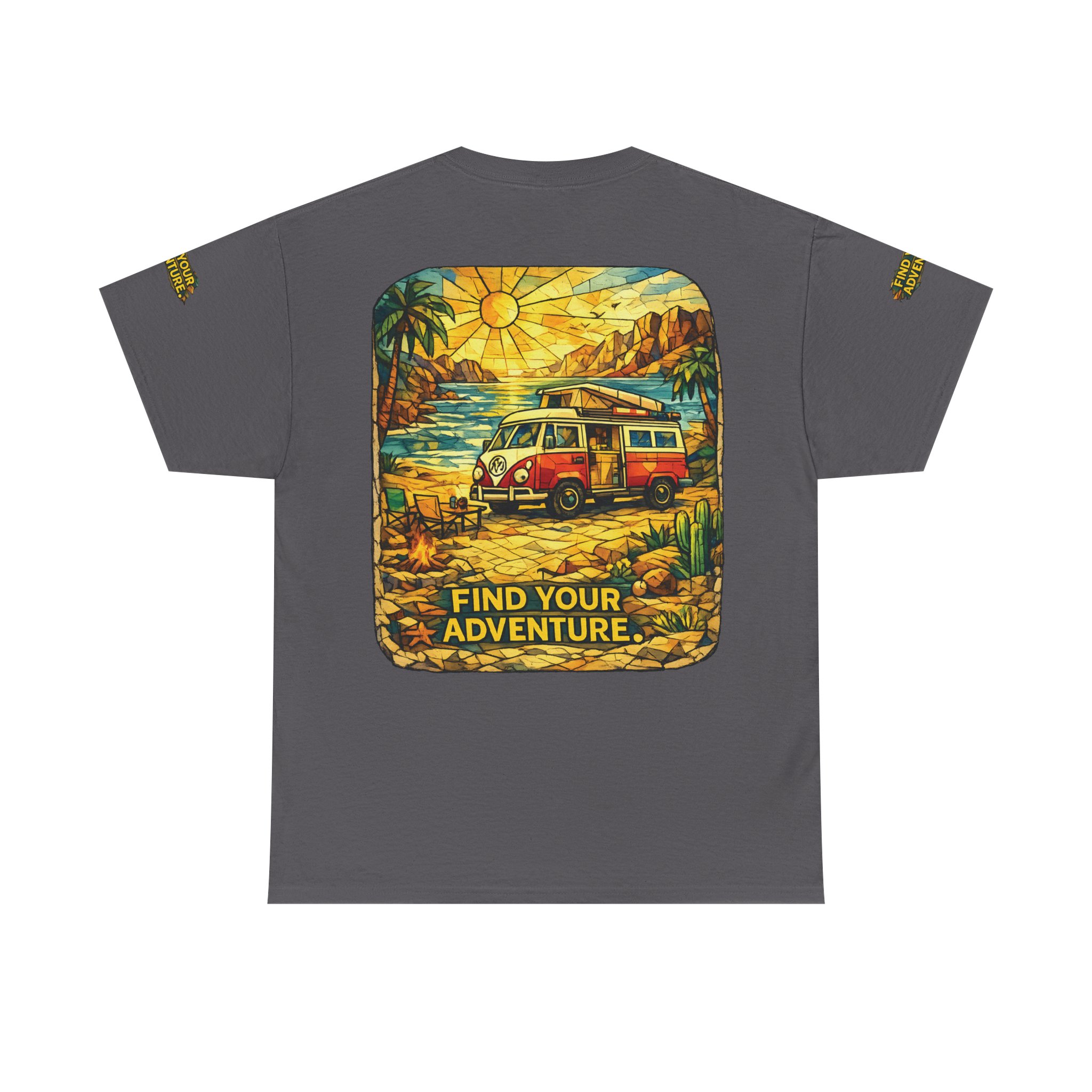 Unisex Heavy Cotton Tee — "Find Your Adventure" Design Cubic-Line