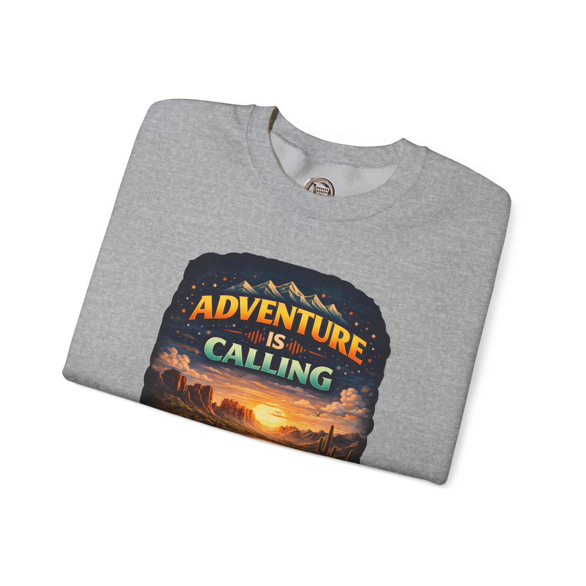 Unisex Heavy Blend™ Crewneck Sweatshirt — "Adventure Is Calling" Design Scenic-Line