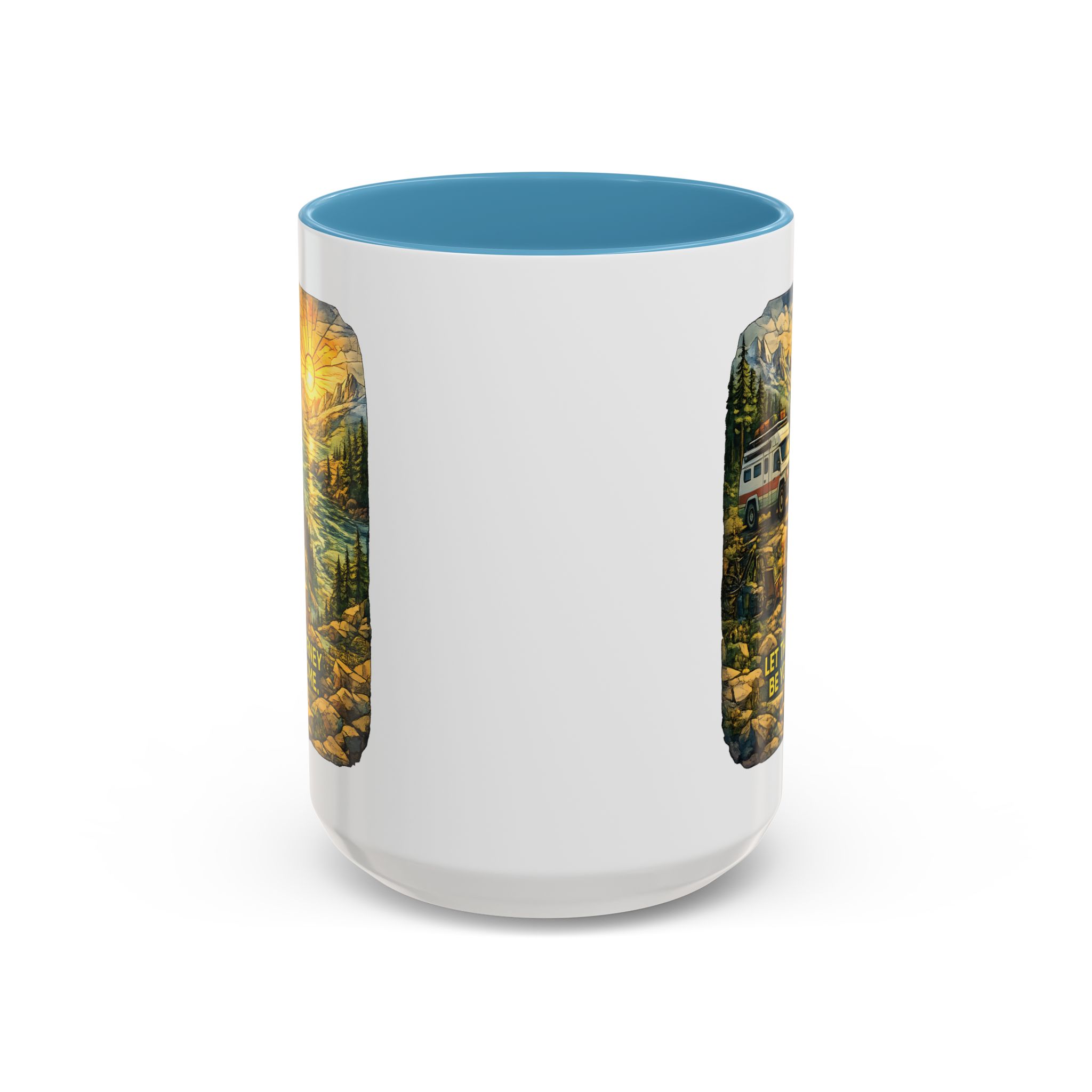 Accent Coffee Mug (11, 15oz) — "Let The Journey Be Your Home" Design Cubic-Line