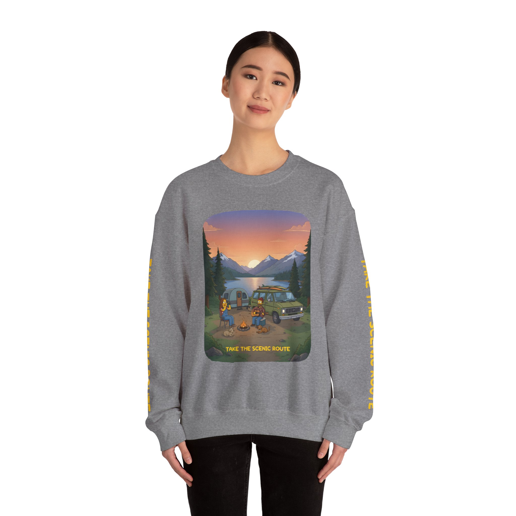 Unisex Heavy Blend™ Crewneck Sweatshirt — "Take The Scenic Route" Design Sitcom-Line