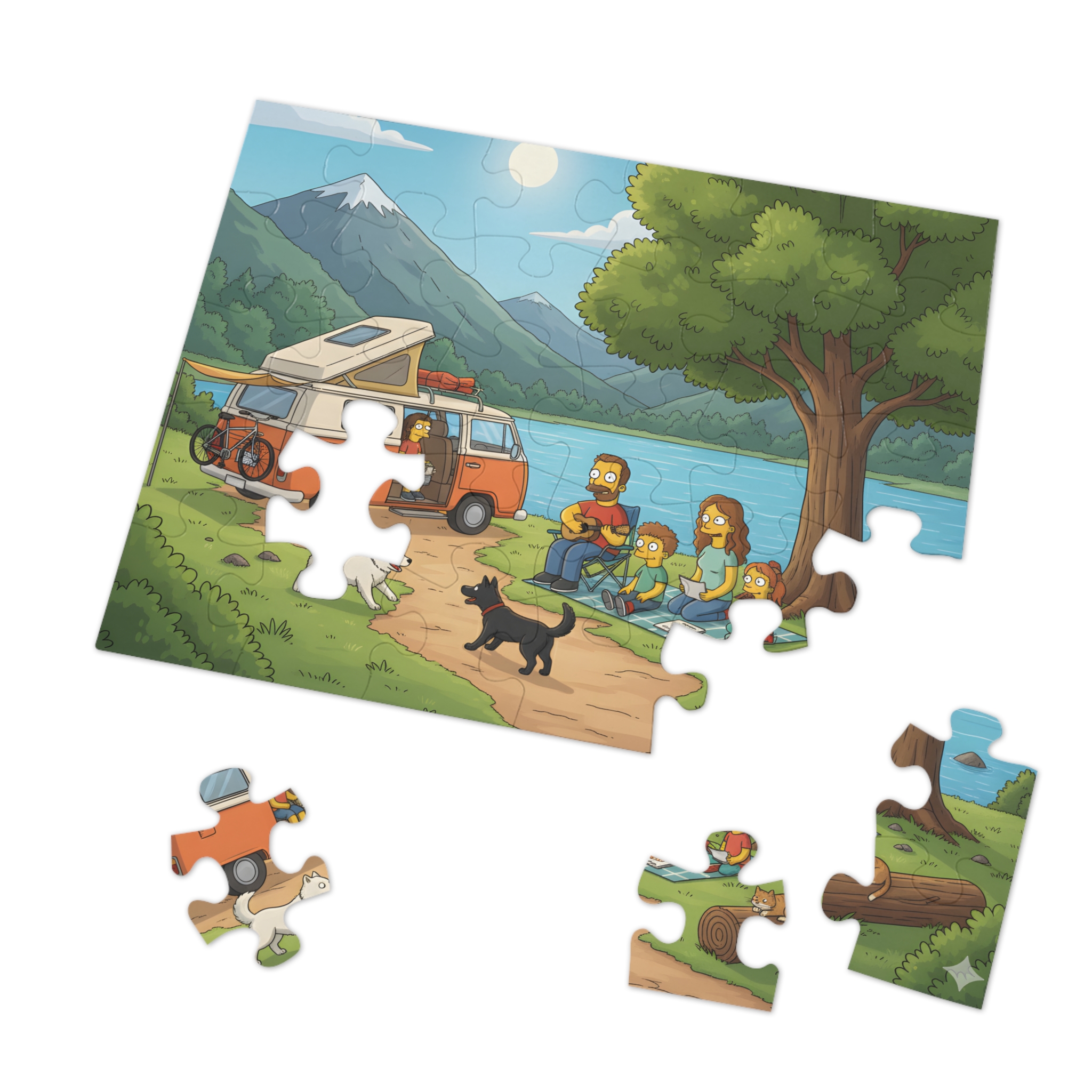 Jigsaw Puzzle with Tin — Scenic Campervan Lake