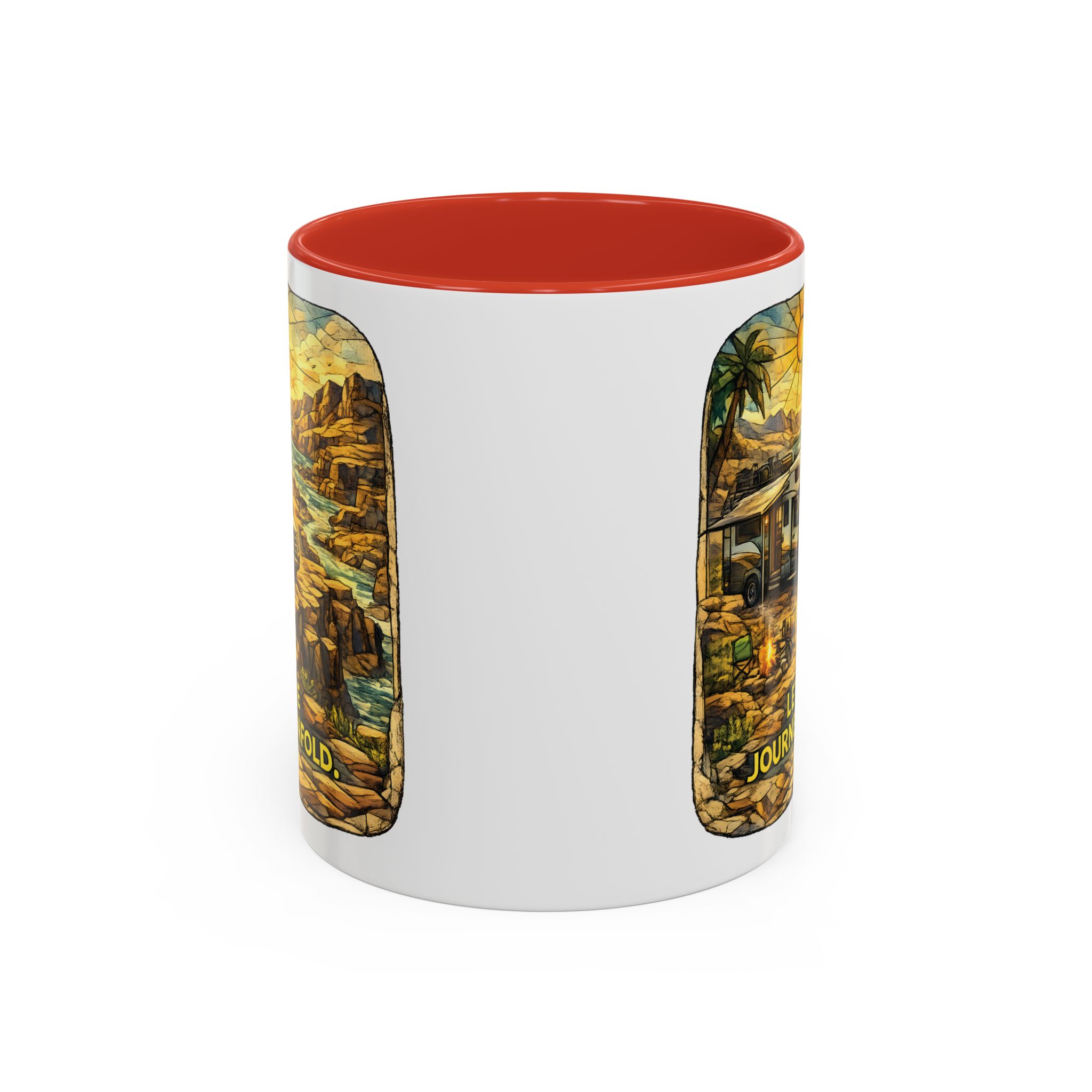 14888310049612373410_2048.jpeg Accent Coffee Mug (11, 15oz) — "Let The Journey Unfold" Design Cubic-Line