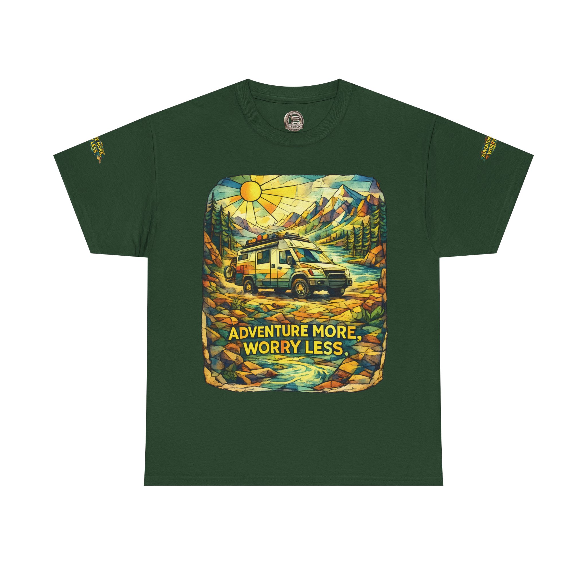 14891398576126939687_2048.jpeg Unisex Heavy Cotton Tee — "Adventure More Worry Less" Design Cubic-Line