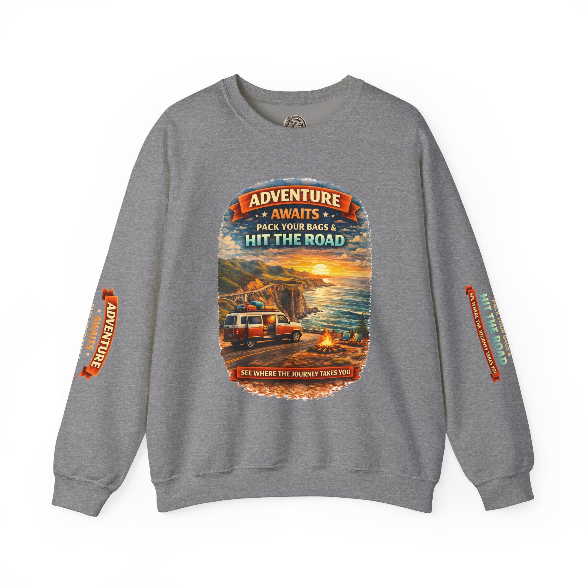 14895366058472554855_2048.jpeg Unisex Heavy Blend™ Crewneck Sweatshirt — "Adventure Awaits-Pack Your Bags" Design Scenic-Line