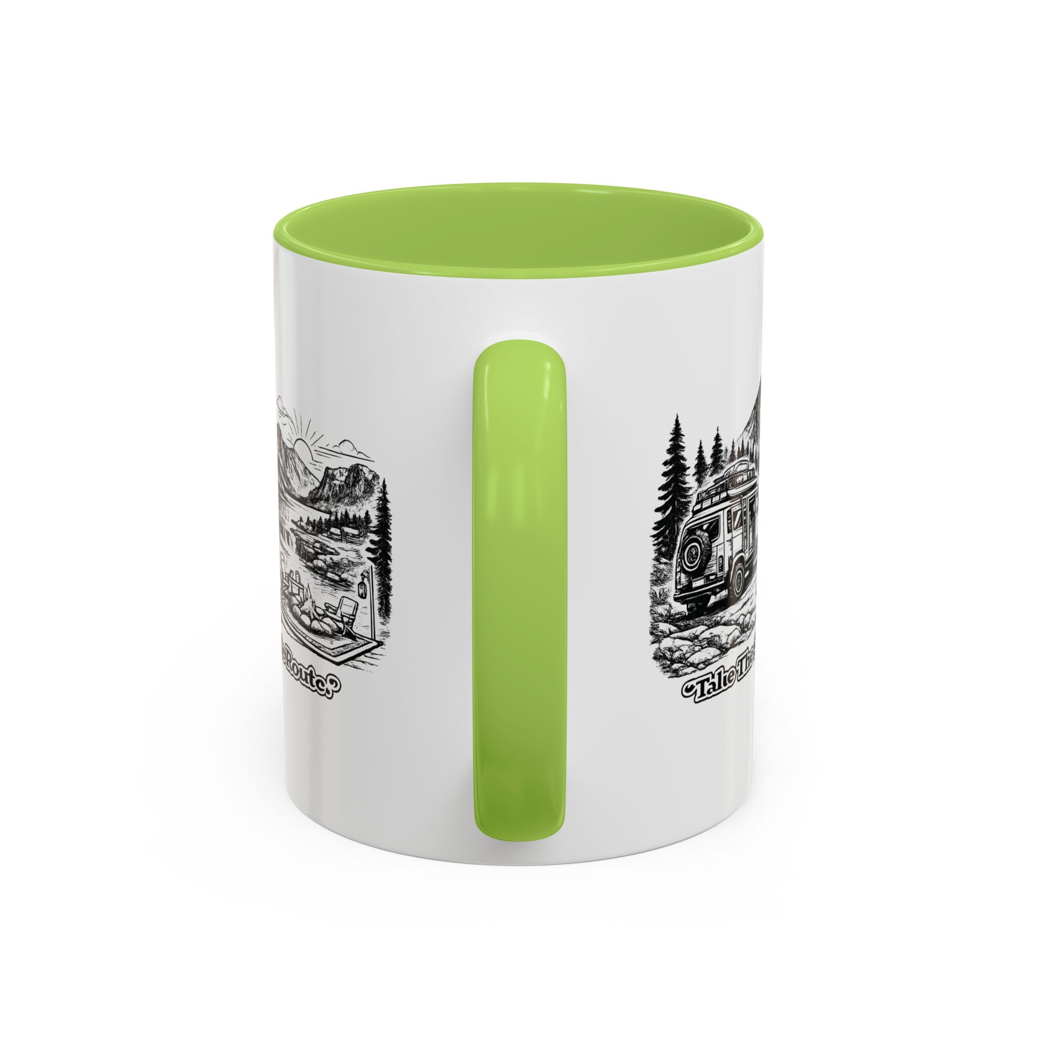 Accent Coffee Mug (11, 15oz) — "Take The Scenic Route" Design Minimal-Line