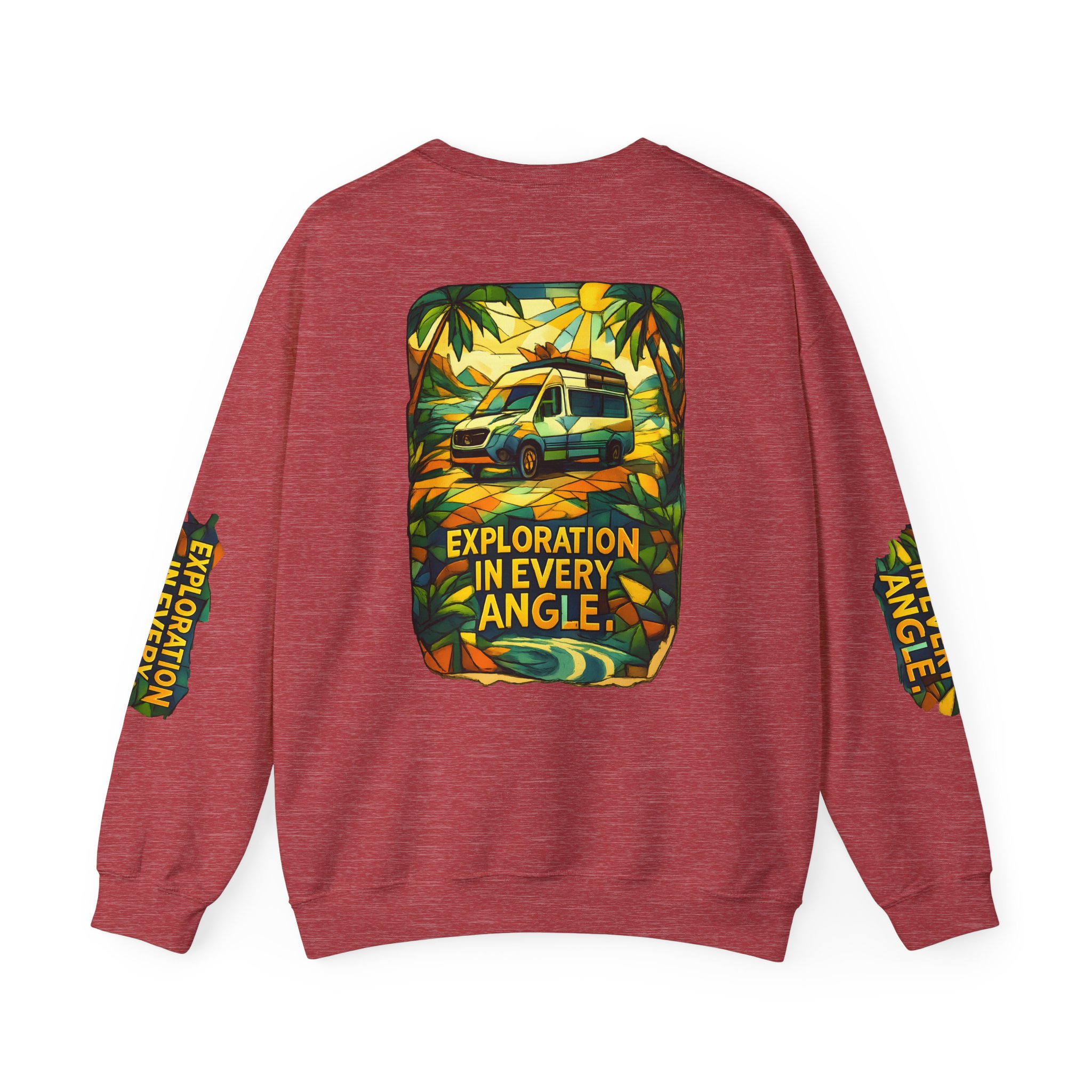 Unisex Heavy Blend™ Crewneck Sweatshirt — "Exploration In Every Angle" Design Cubic-Line